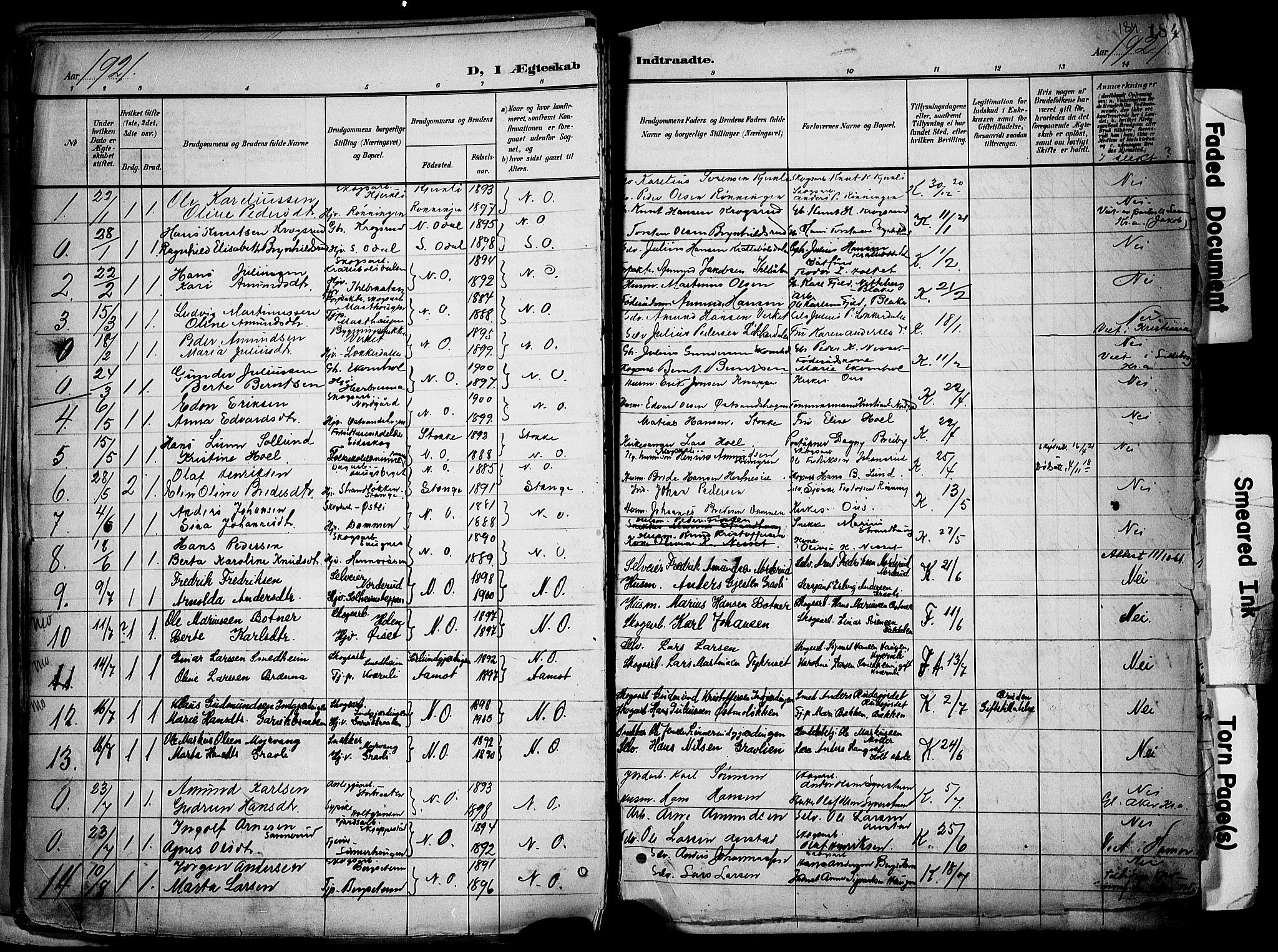 Nord-Odal prestekontor, AV/SAH-PREST-032/H/Ha/Haa/L0007: Parish register (official) no. 7, 1902-1926, p. 184