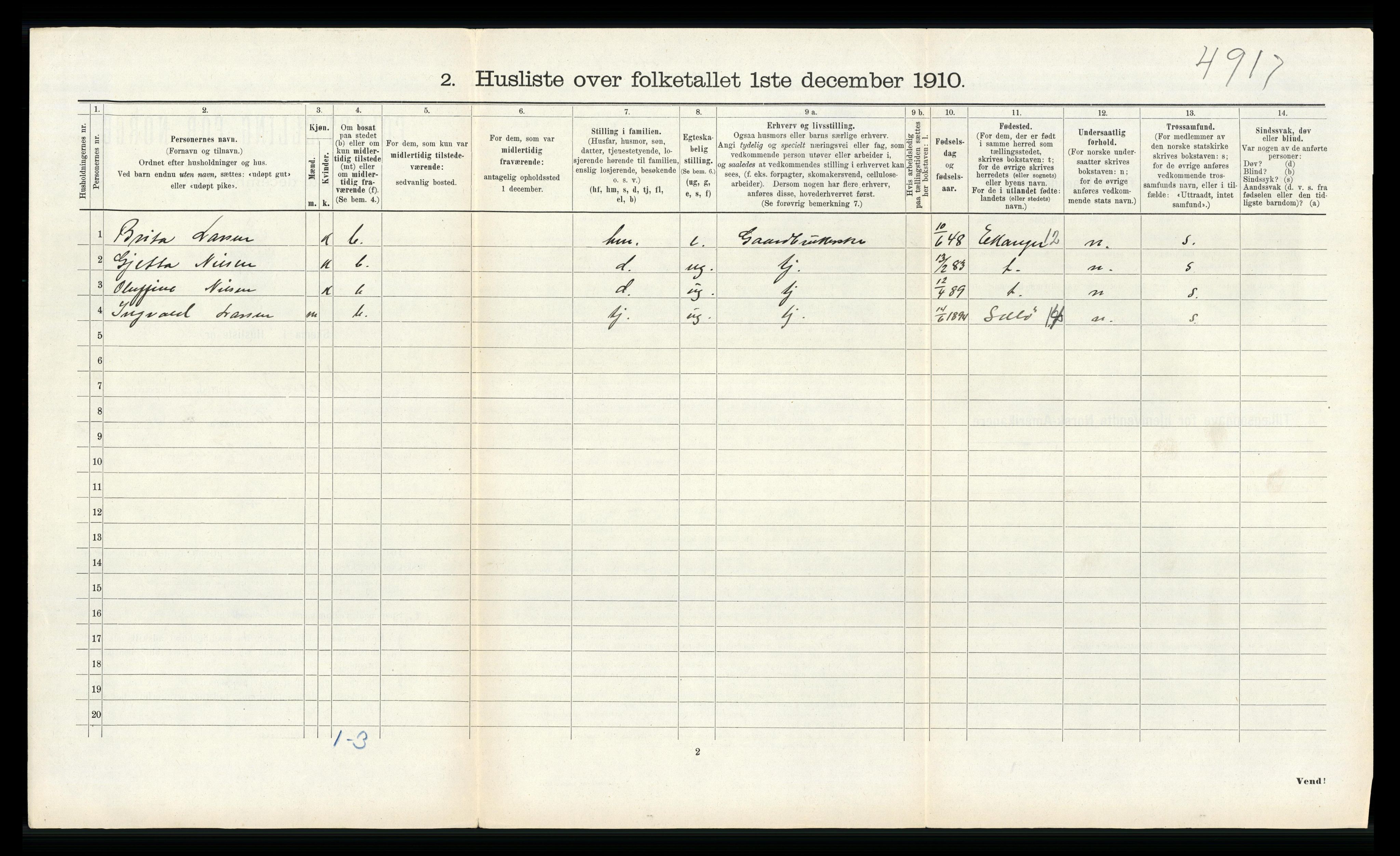 RA, 1910 census for Alversund, 1910, p. 577