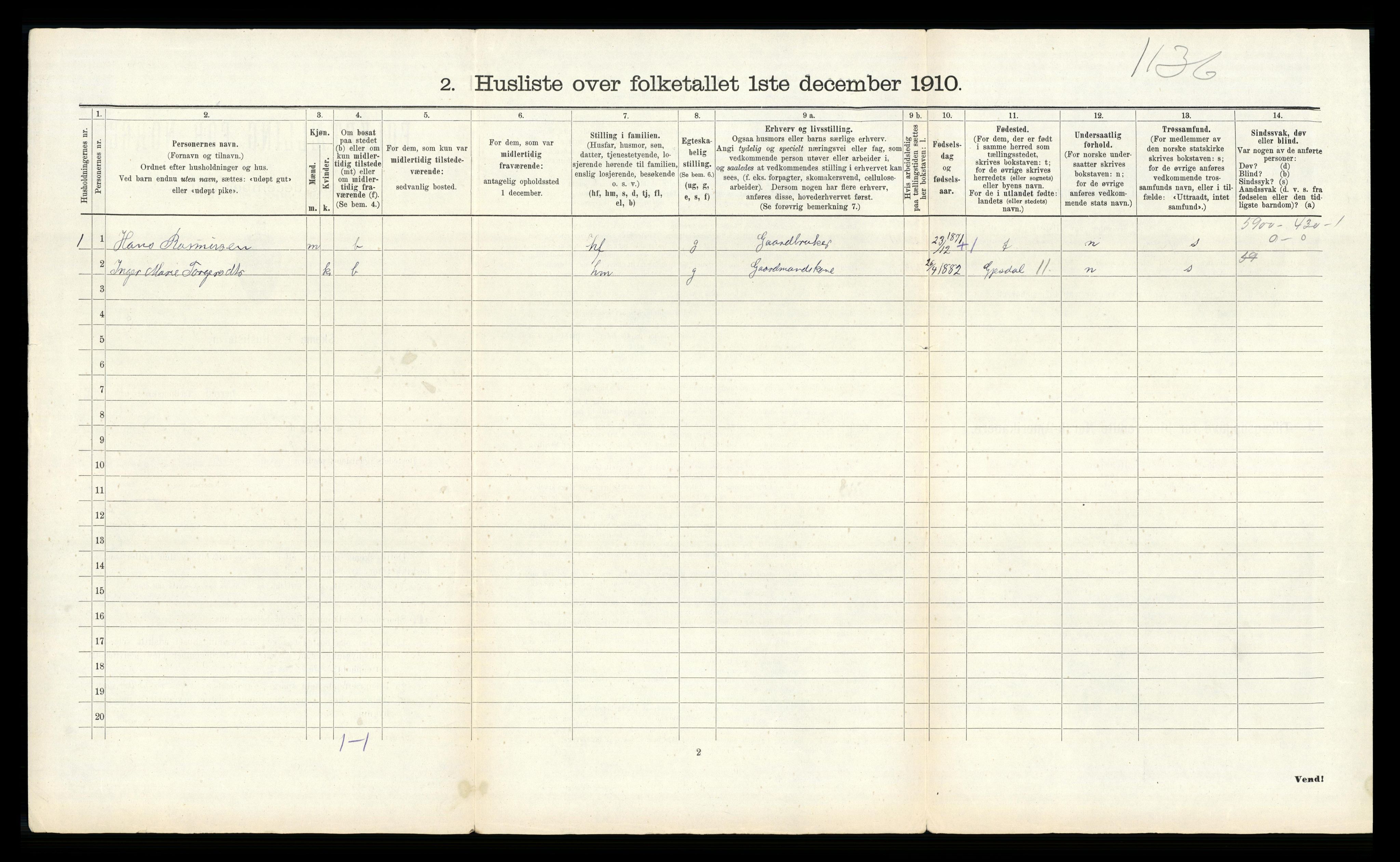 RA, 1910 census for Høyland, 1910, p. 431