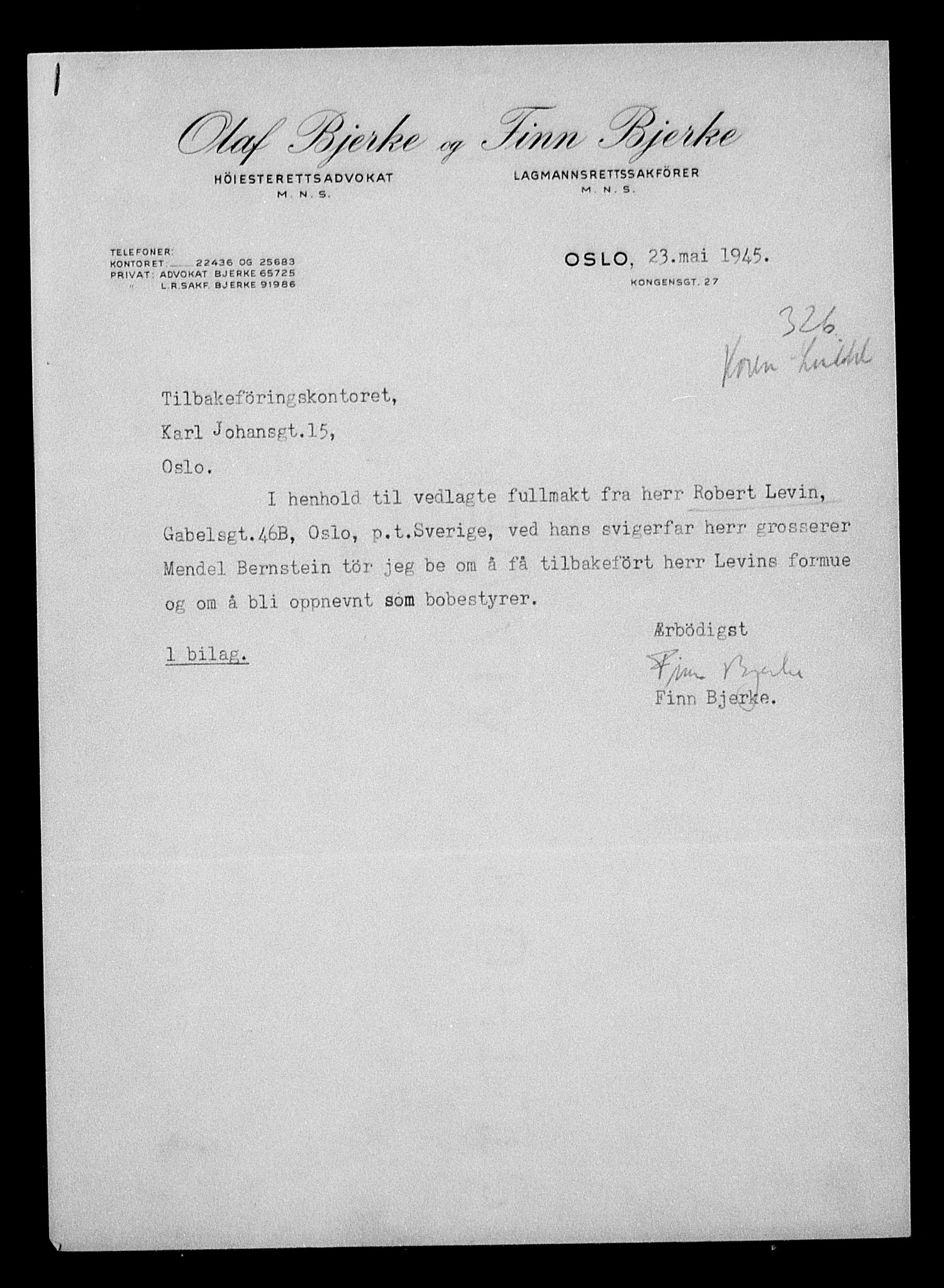 Justisdepartementet, Tilbakeføringskontoret for inndratte formuer, AV/RA-S-1564/H/Hc/Hcc/L0958: --, 1945-1947, p. 109