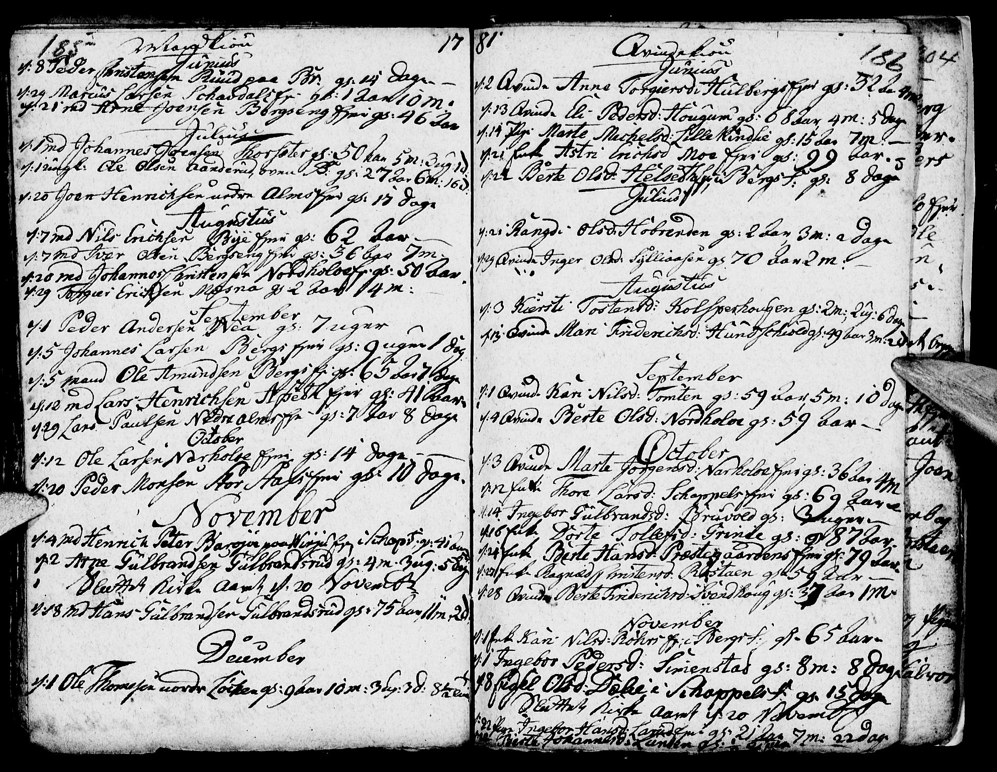 Ringsaker prestekontor, AV/SAH-PREST-014/I/Ia/L0005/0003: Parish register draft no. 5.3, 1780-1784, p. 185-186