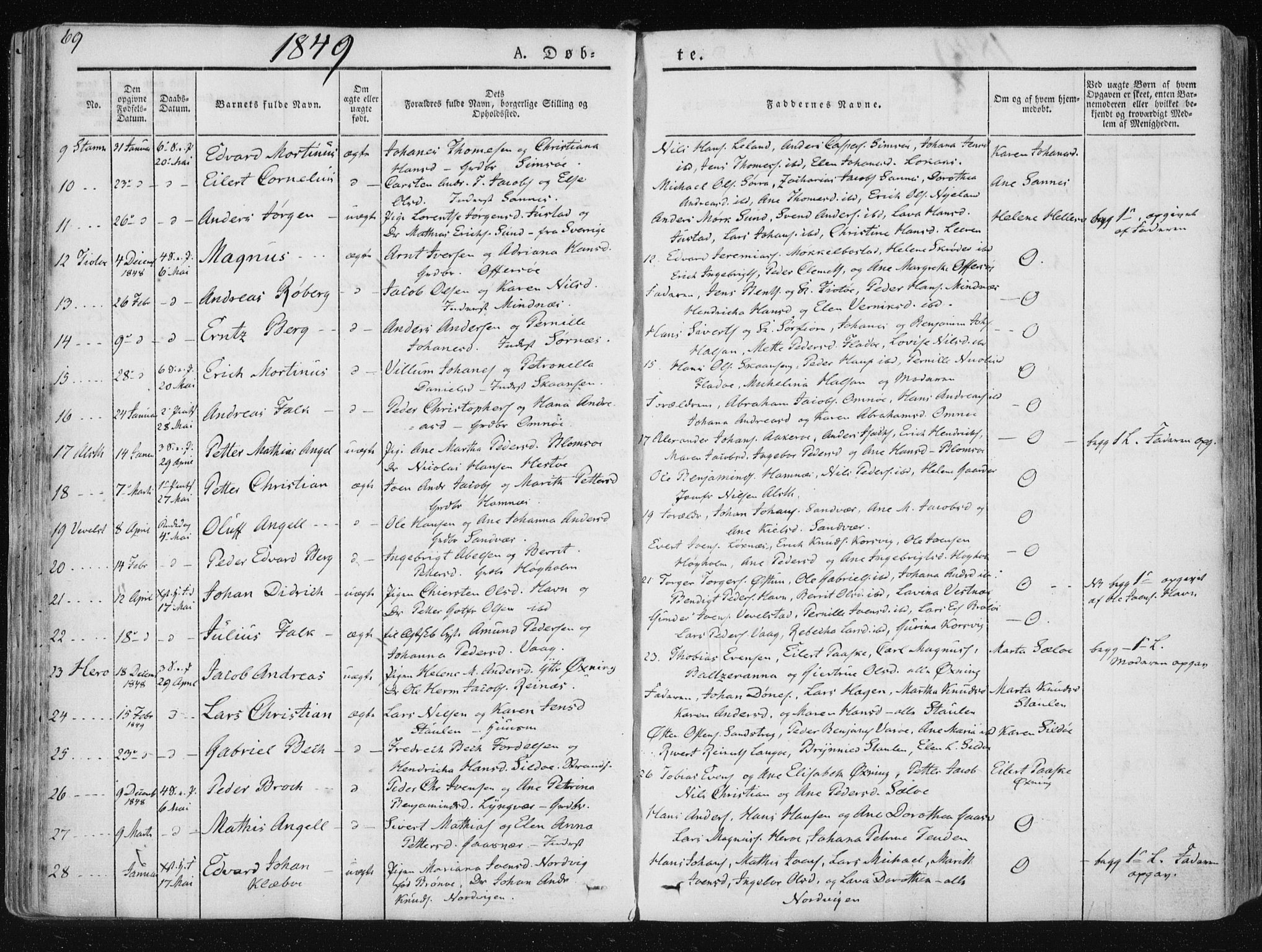 Ministerialprotokoller, klokkerbøker og fødselsregistre - Nordland, SAT/A-1459/830/L0446: Parish register (official) no. 830A10, 1831-1865, p. 69