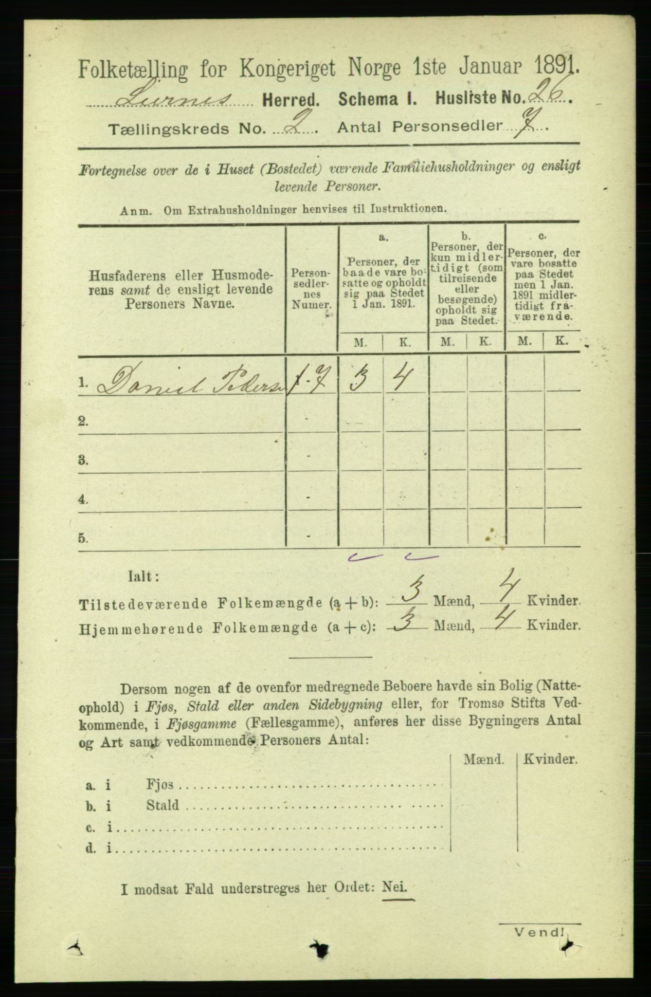 RA, 1891 census for 1737 Lierne, 1891, p. 527