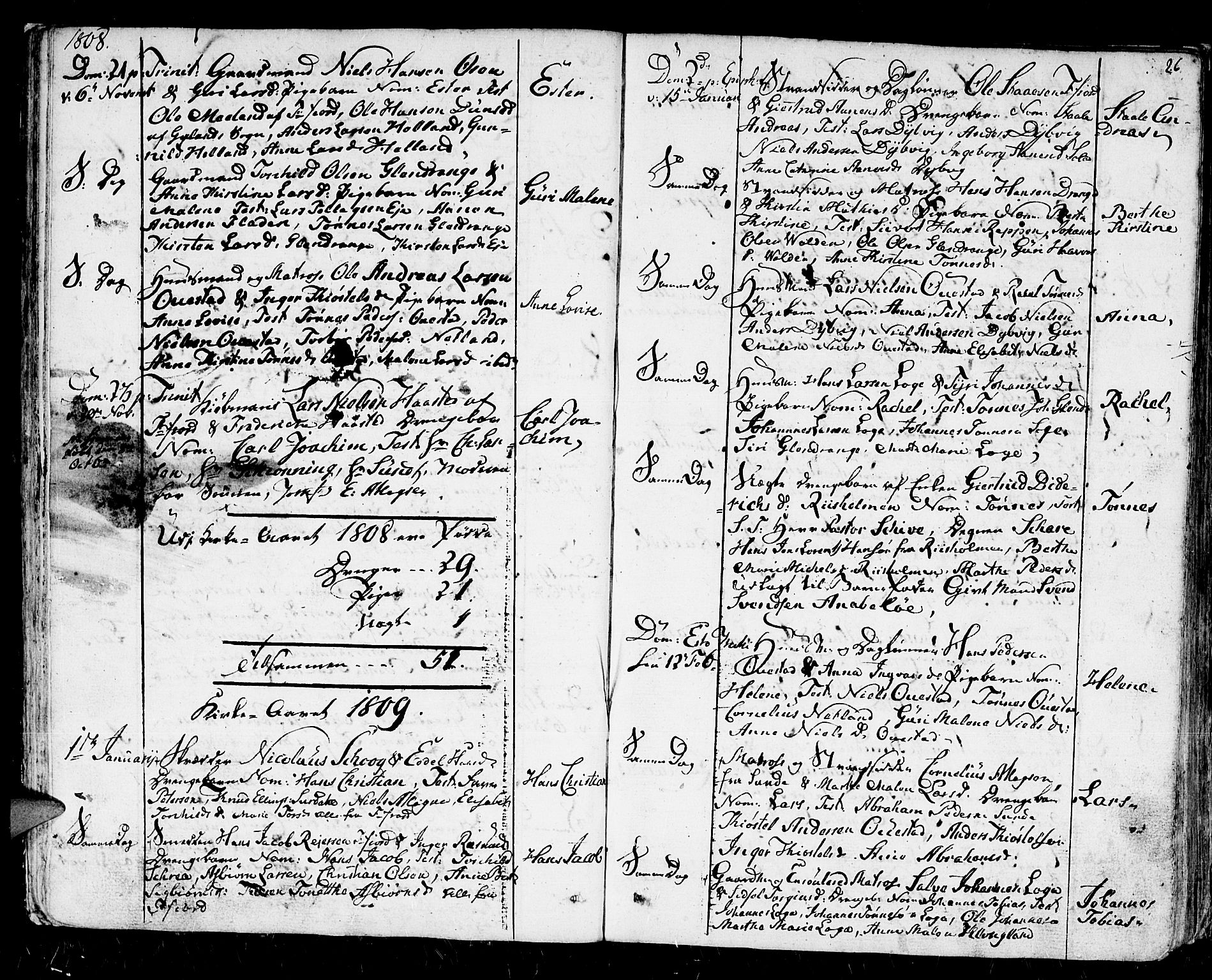 Flekkefjord sokneprestkontor, SAK/1111-0012/F/Fb/Fbc/L0002: Parish register (copy) no. B 2, 1801-1816, p. 26