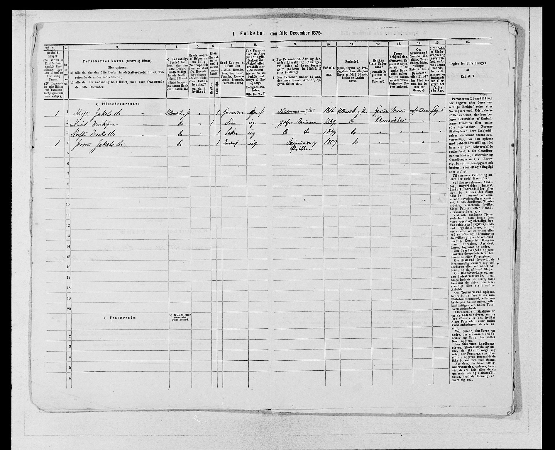 SAB, 1875 census for 1230P Ullensvang, 1875, p. 1593