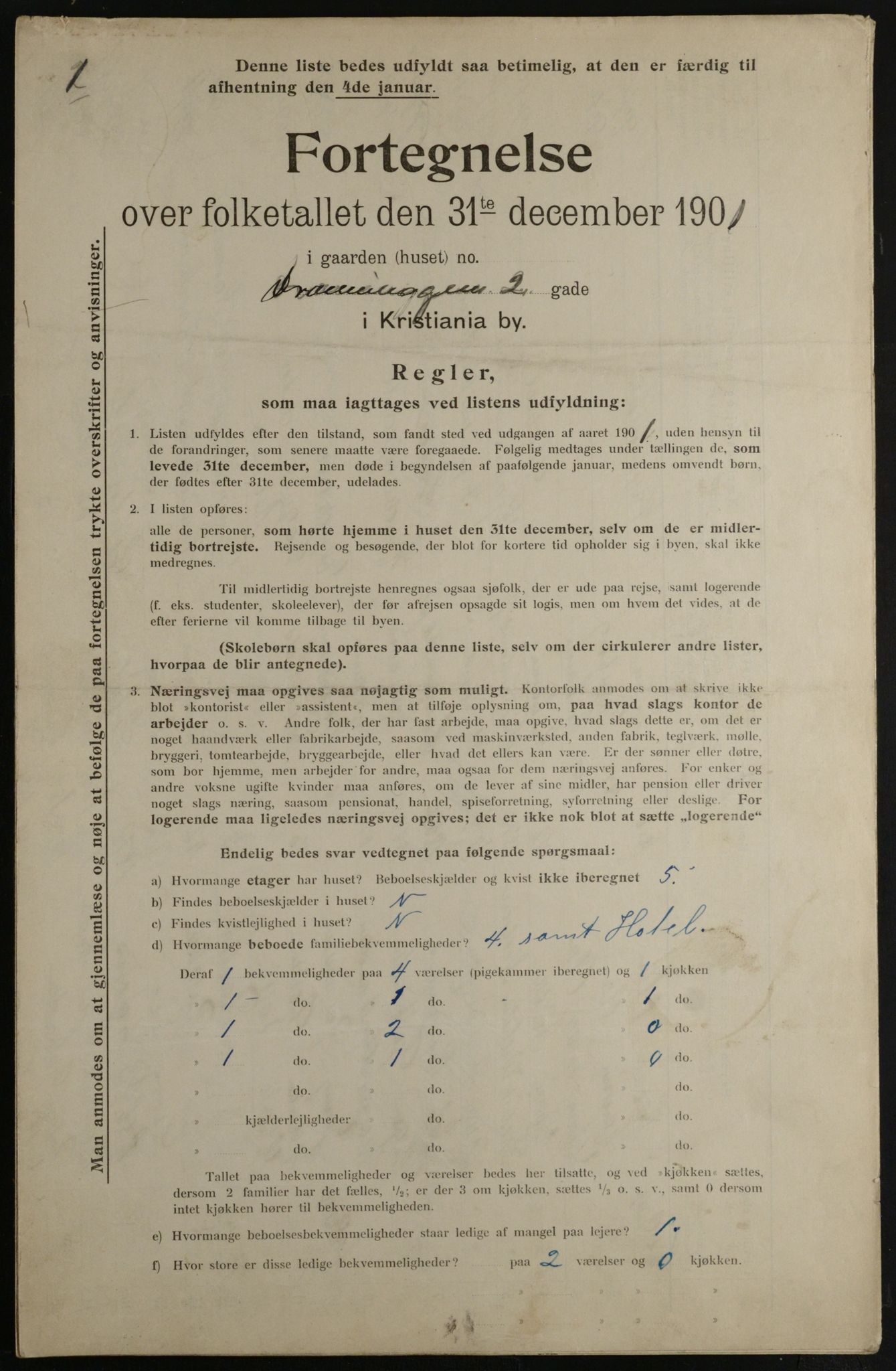 OBA, Municipal Census 1901 for Kristiania, 1901, p. 2787