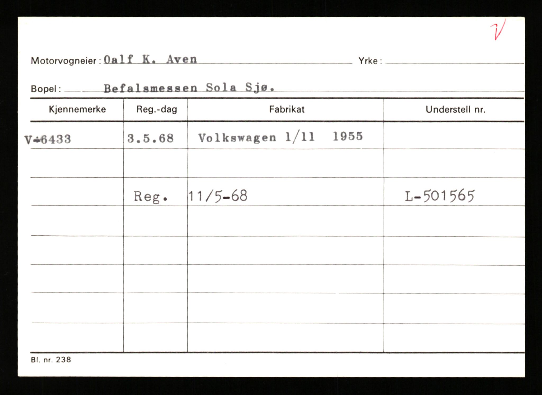 Stavanger trafikkstasjon, AV/SAST-A-101942/0/G/L0002: Registreringsnummer: 5791 - 10405, 1930-1971, p. 281