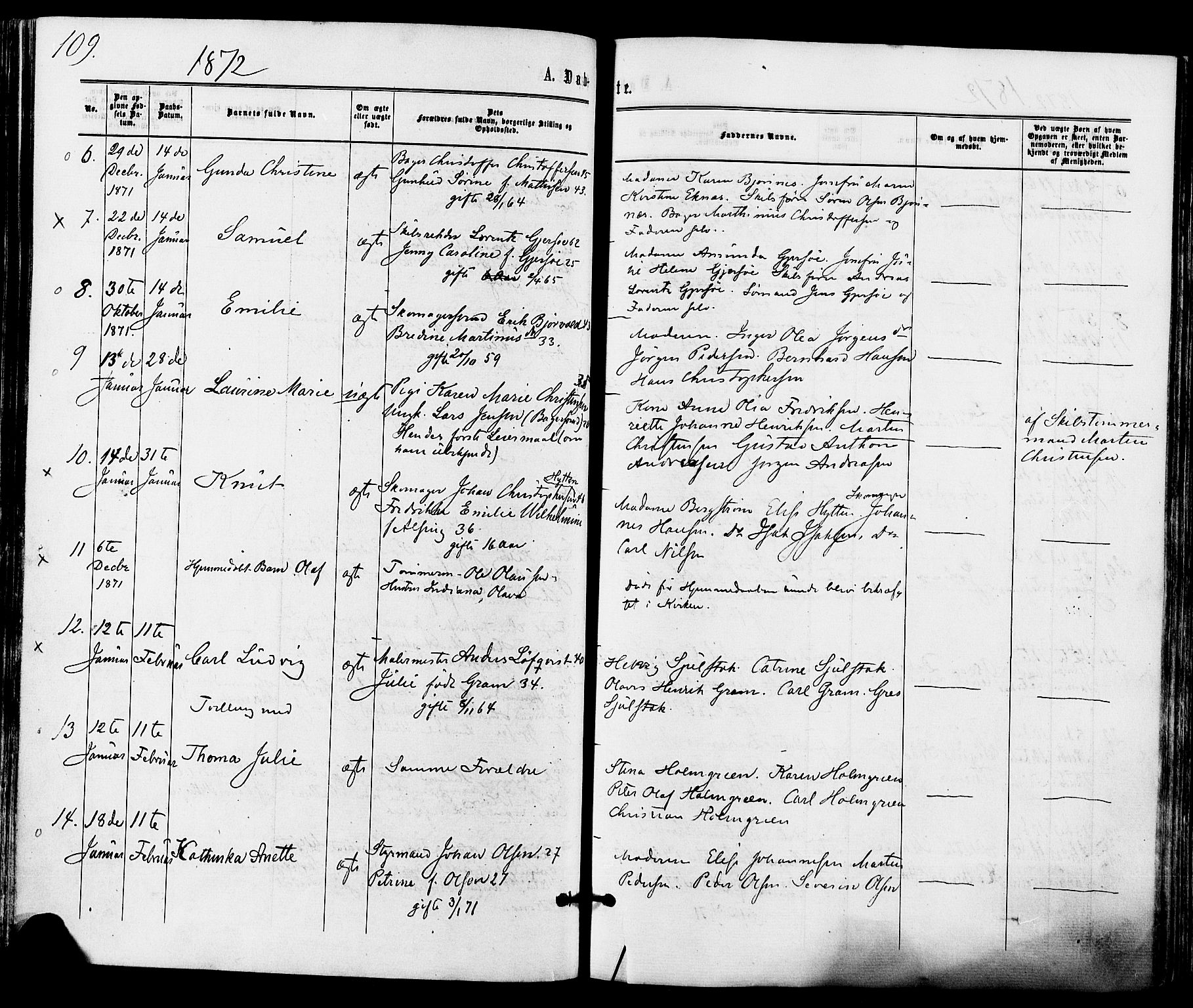 Tønsberg kirkebøker, AV/SAKO-A-330/F/Fa/L0009: Parish register (official) no. I 9, 1865-1873, p. 109