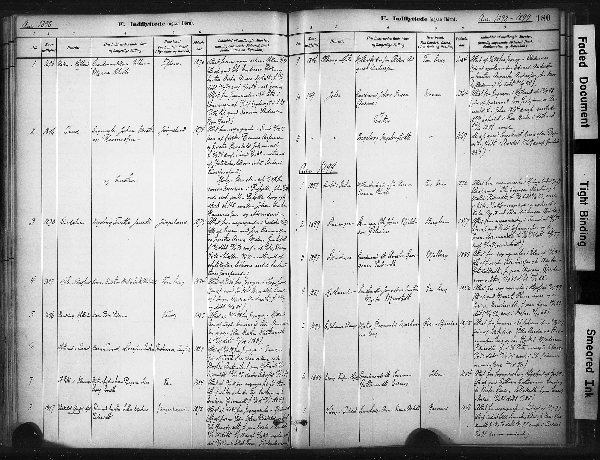 Strand sokneprestkontor, AV/SAST-A-101828/H/Ha/Haa/L0010: Parish register (official) no. A 10, 1882-1929, p. 180