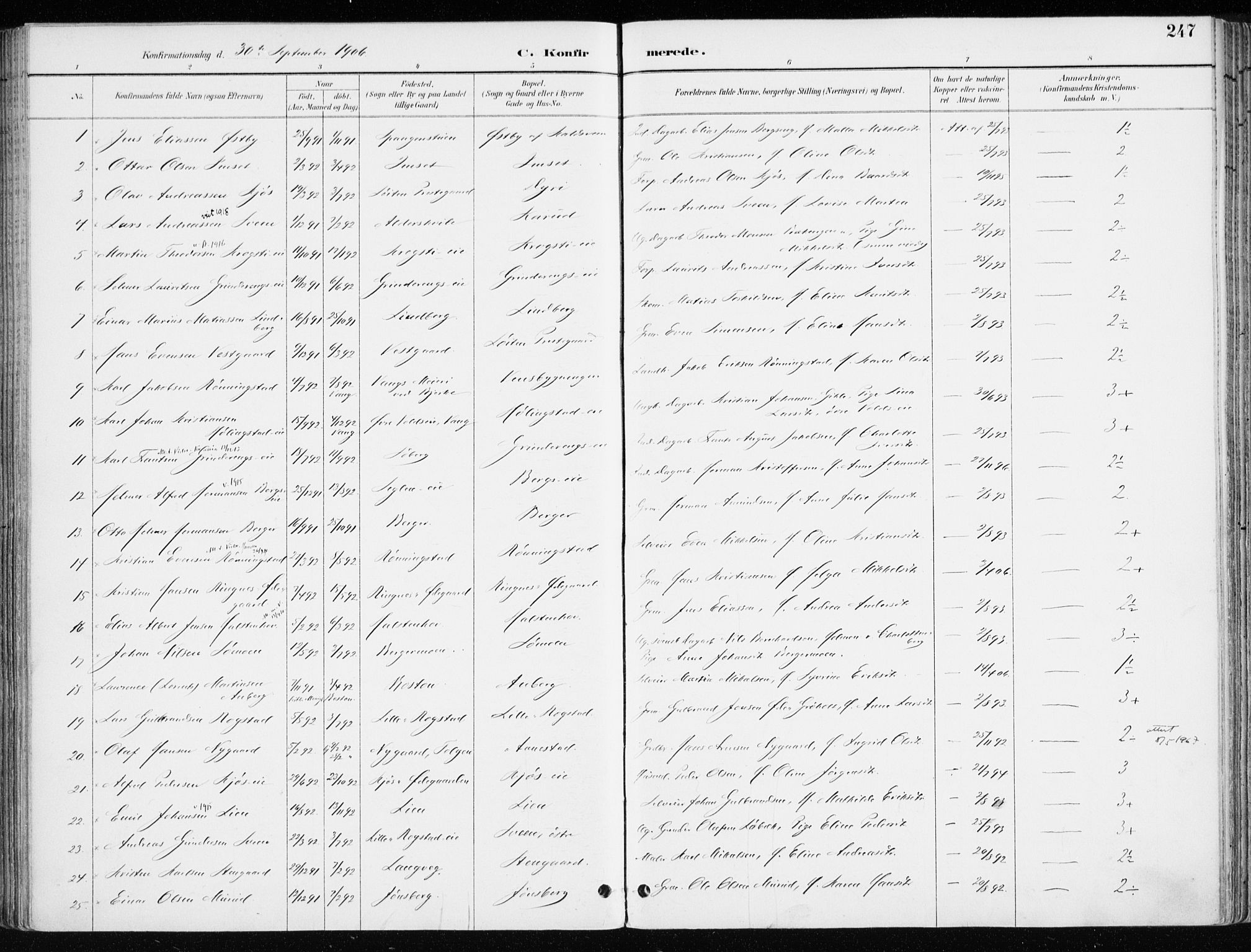 Løten prestekontor, SAH/PREST-022/K/Ka/L0010: Parish register (official) no. 10, 1892-1907, p. 247