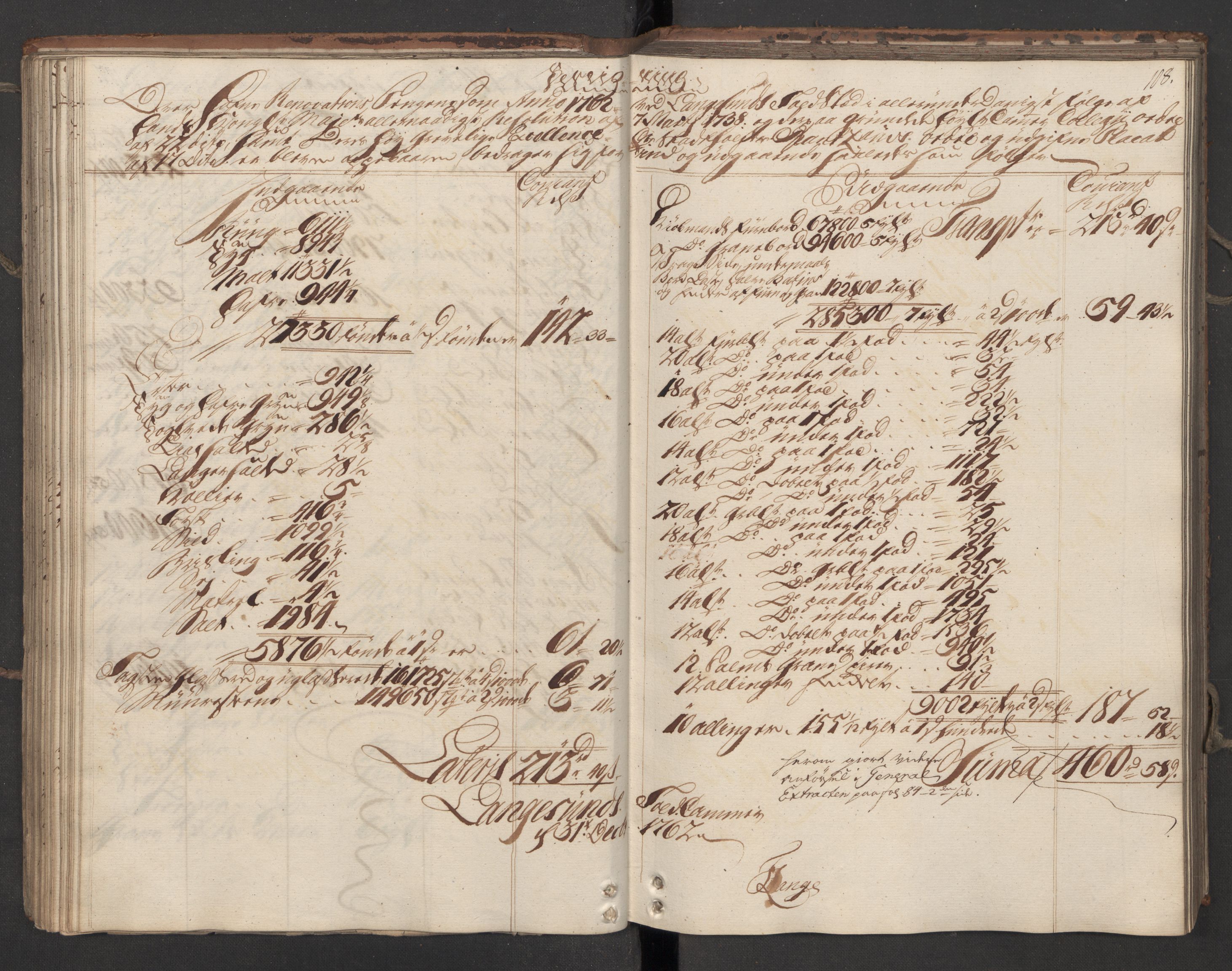 Generaltollkammeret, tollregnskaper, AV/RA-EA-5490/R12/L0047/0001: Tollregnskaper Langesund / Utgående hovedtollbok, 1762, p. 107b-108a