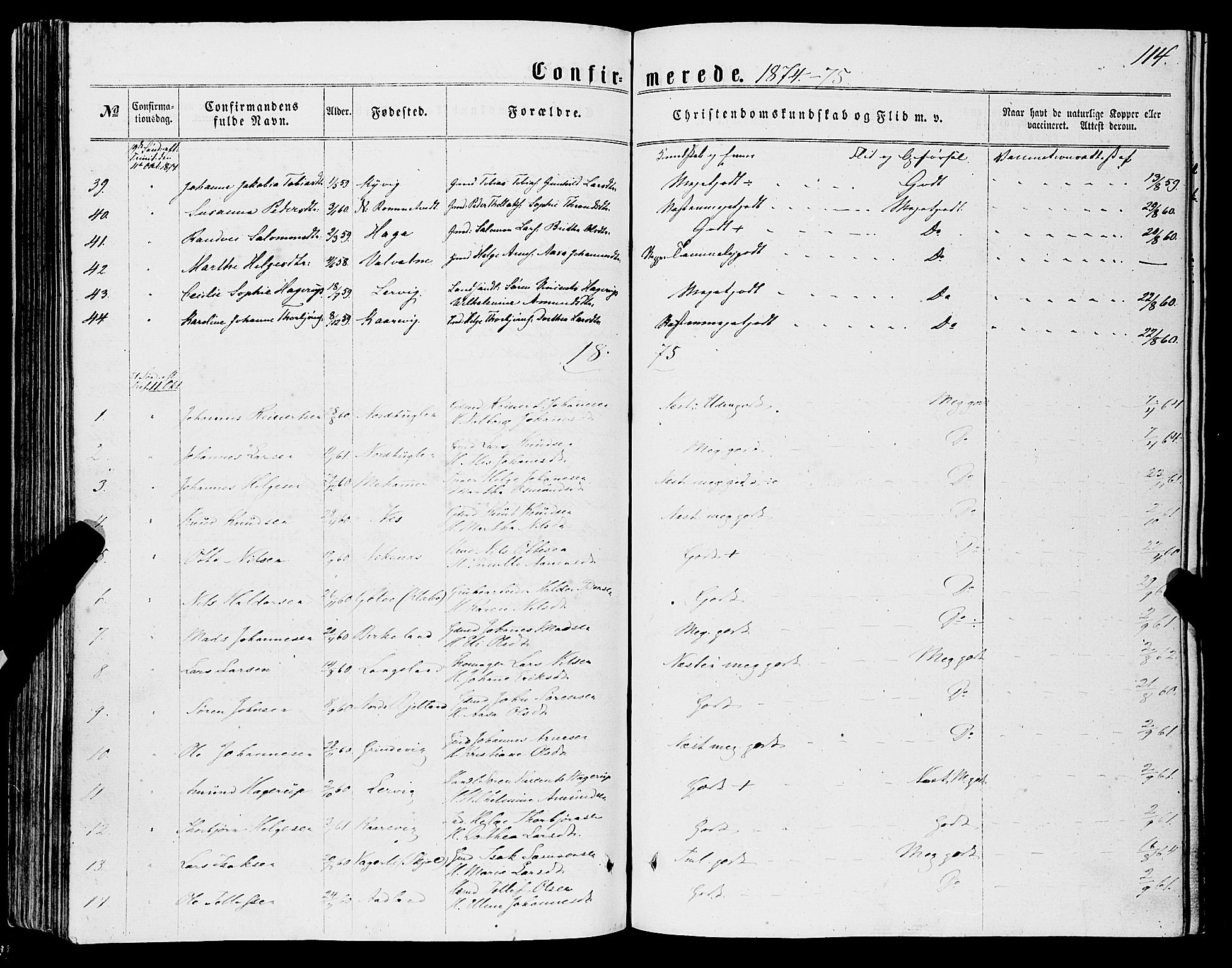 Stord sokneprestembete, AV/SAB-A-78201/H/Haa: Parish register (official) no. B 1, 1862-1877, p. 114