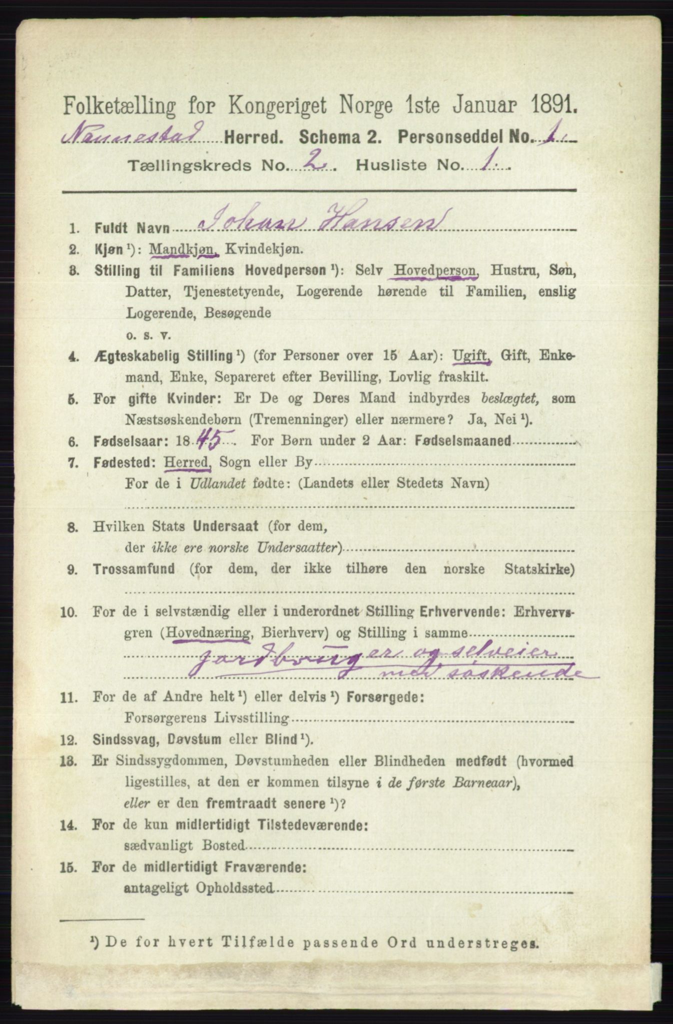 RA, 1891 census for 0238 Nannestad, 1891, p. 862