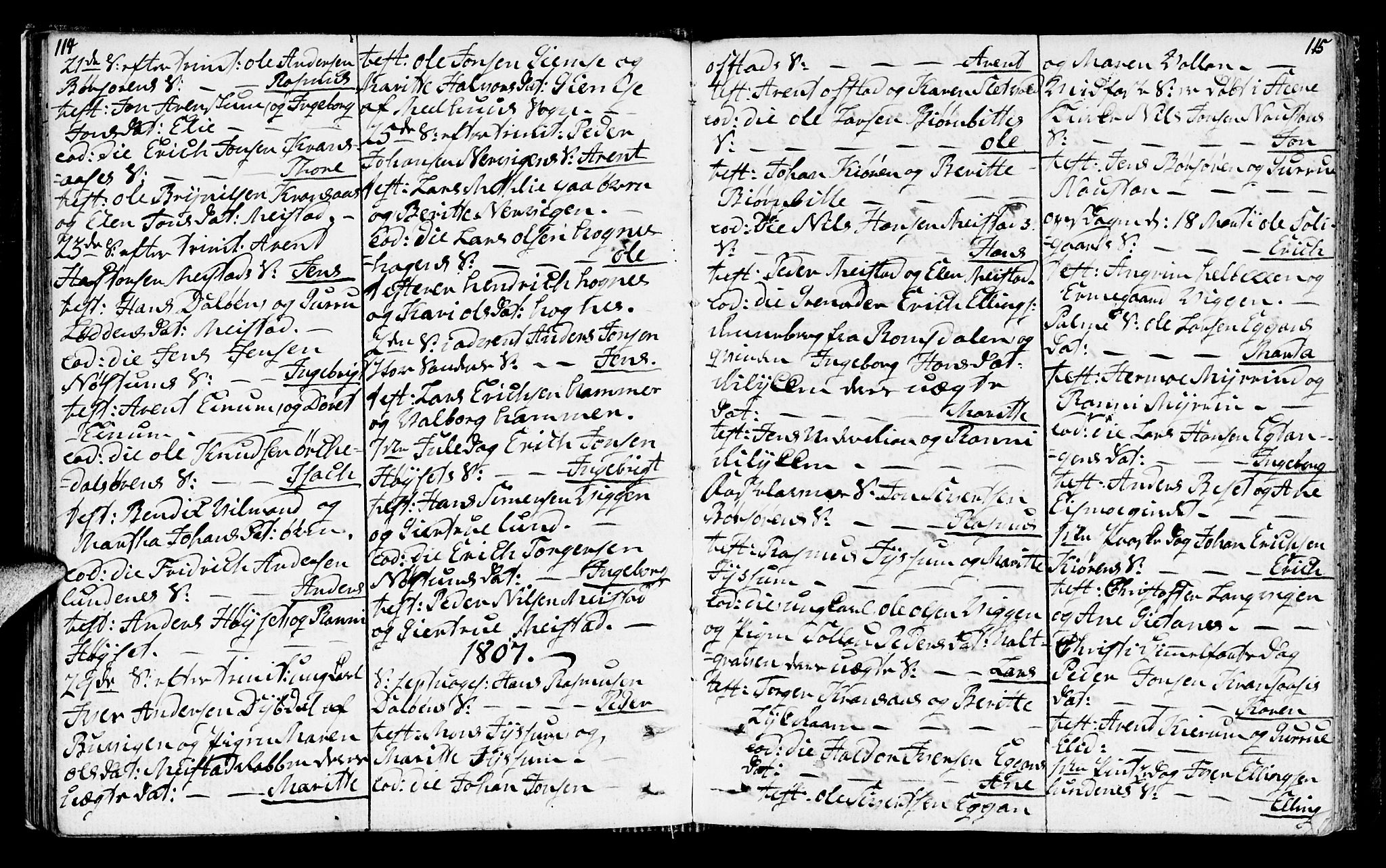 Ministerialprotokoller, klokkerbøker og fødselsregistre - Sør-Trøndelag, SAT/A-1456/665/L0769: Parish register (official) no. 665A04, 1803-1816, p. 114-115
