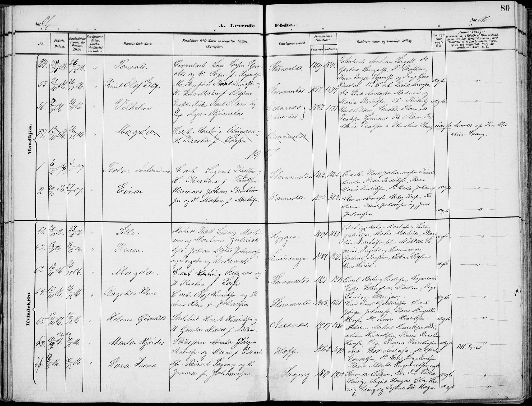 Røyken kirkebøker, SAKO/A-241/F/Fa/L0009: Parish register (official) no. 9, 1898-1911, p. 80