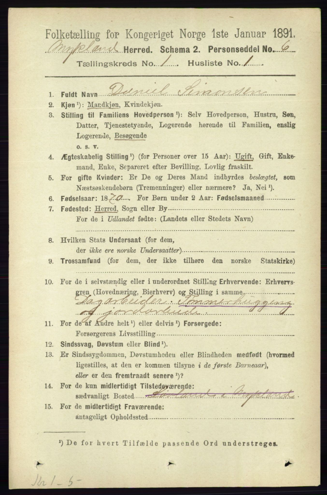 RA, 1891 census for 0932 Mykland, 1891, p. 51