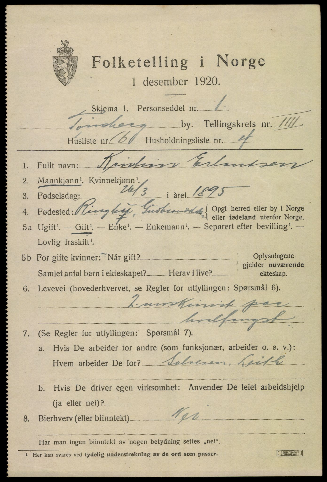 SAKO, 1920 census for Tønsberg, 1920, p. 12567