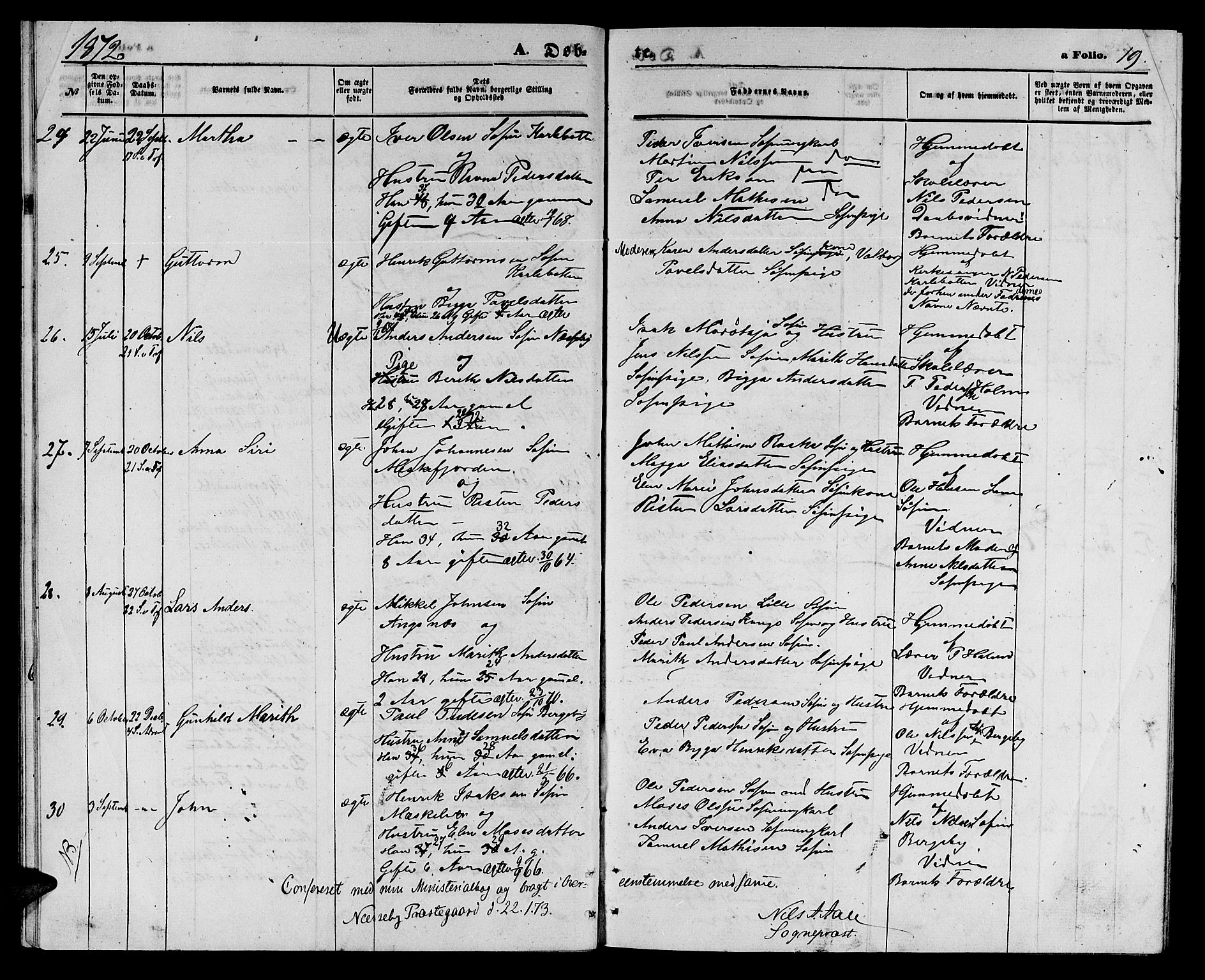 Nesseby sokneprestkontor, SATØ/S-1330/H/Hb/L0003klokker: Parish register (copy) no. 3, 1869-1876, p. 19
