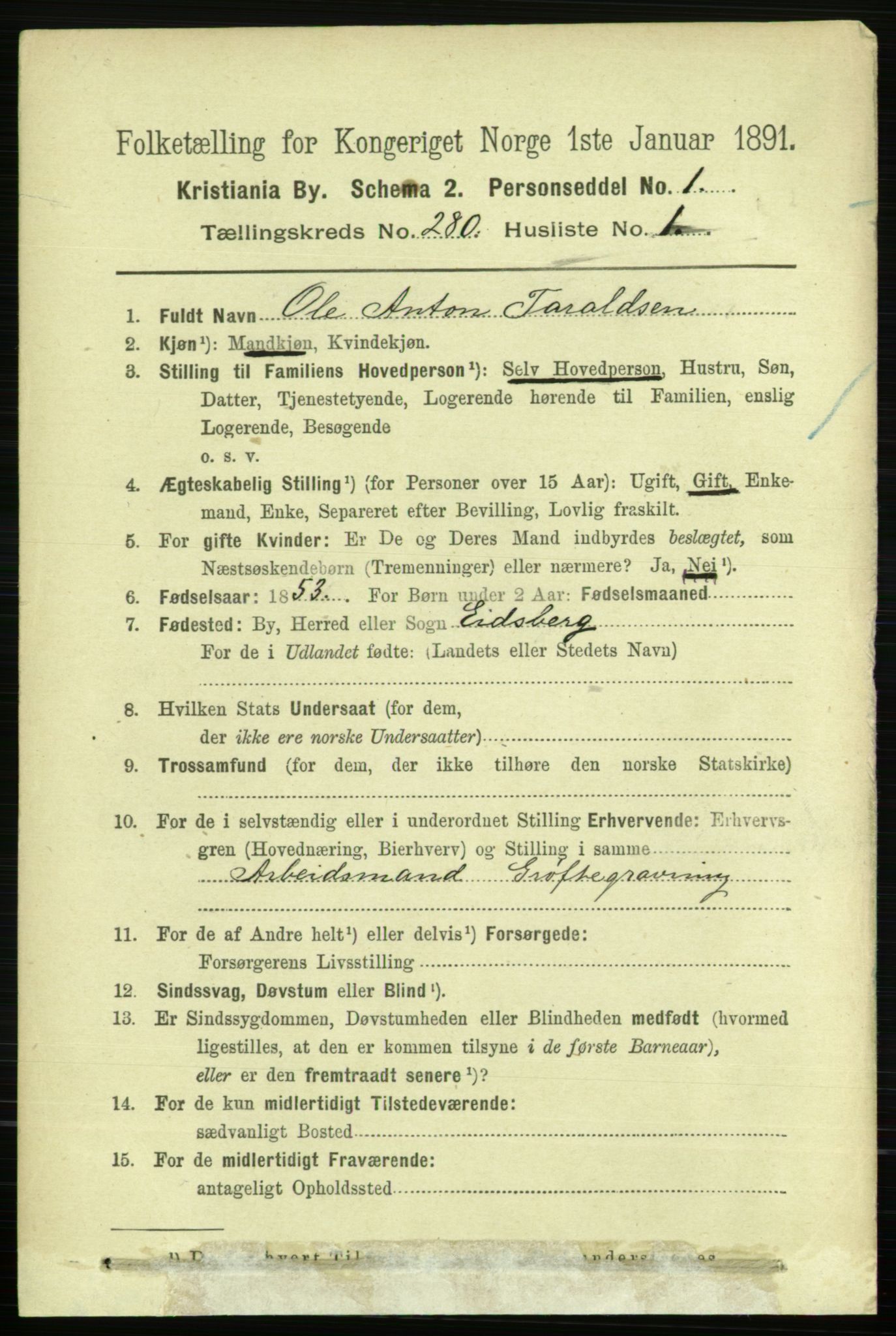 RA, 1891 census for 0301 Kristiania, 1891, p. 170022