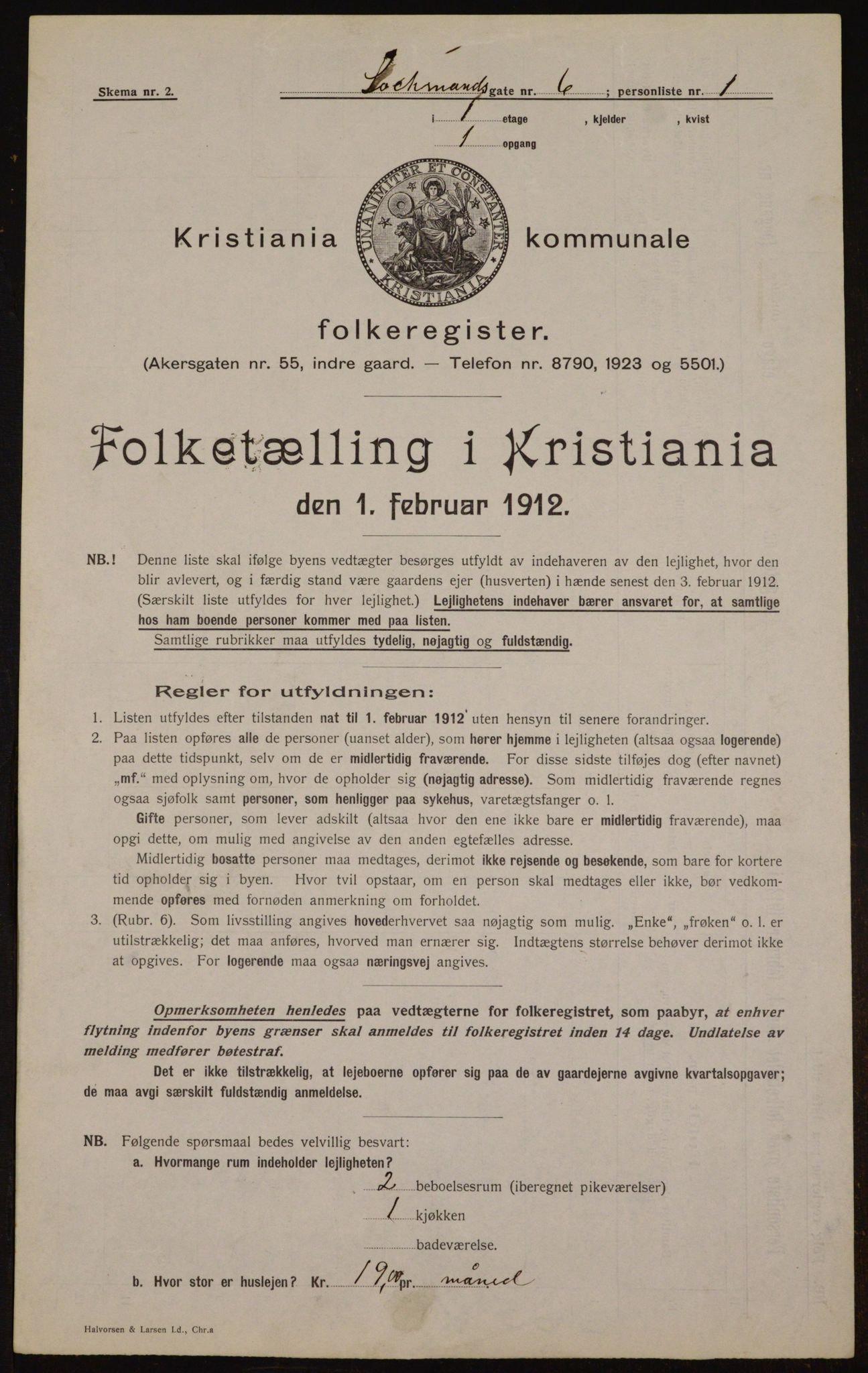 OBA, Municipal Census 1912 for Kristiania, 1912, p. 58707