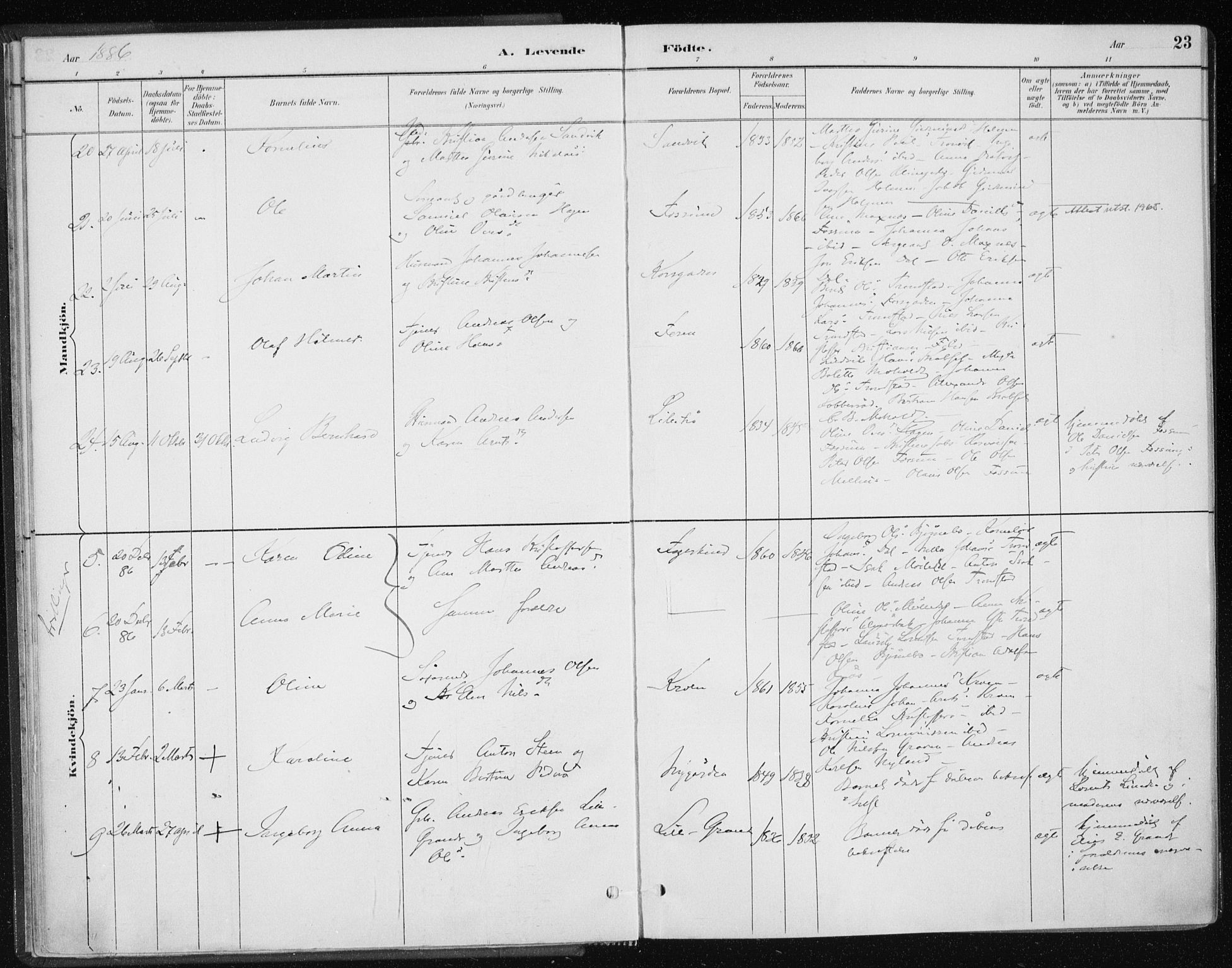 Ministerialprotokoller, klokkerbøker og fødselsregistre - Nord-Trøndelag, SAT/A-1458/701/L0010: Parish register (official) no. 701A10, 1883-1899, p. 23