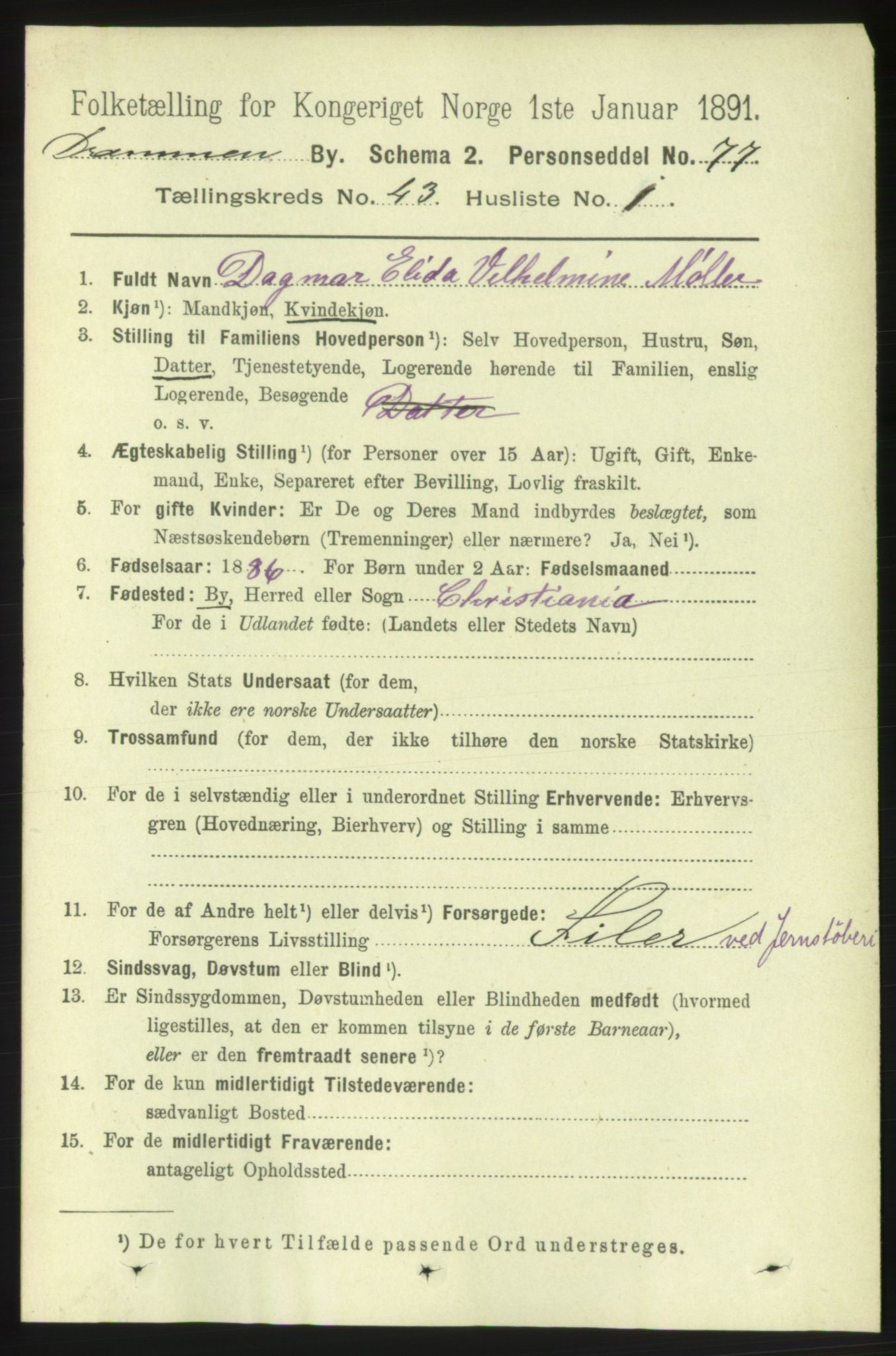 RA, 1891 census for 0602 Drammen, 1891, p. 25115