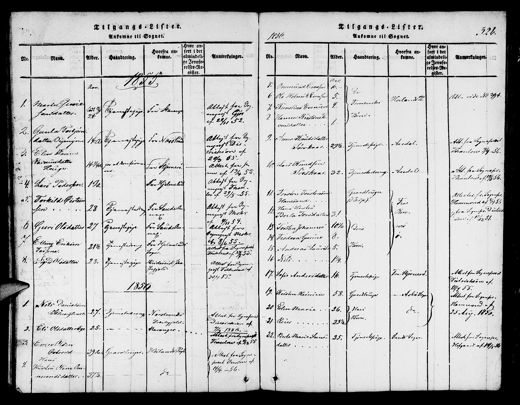 Finnøy sokneprestkontor, SAST/A-101825/H/Ha/Hab/L0001: Parish register (copy) no. B 1, 1816-1856, p. 326