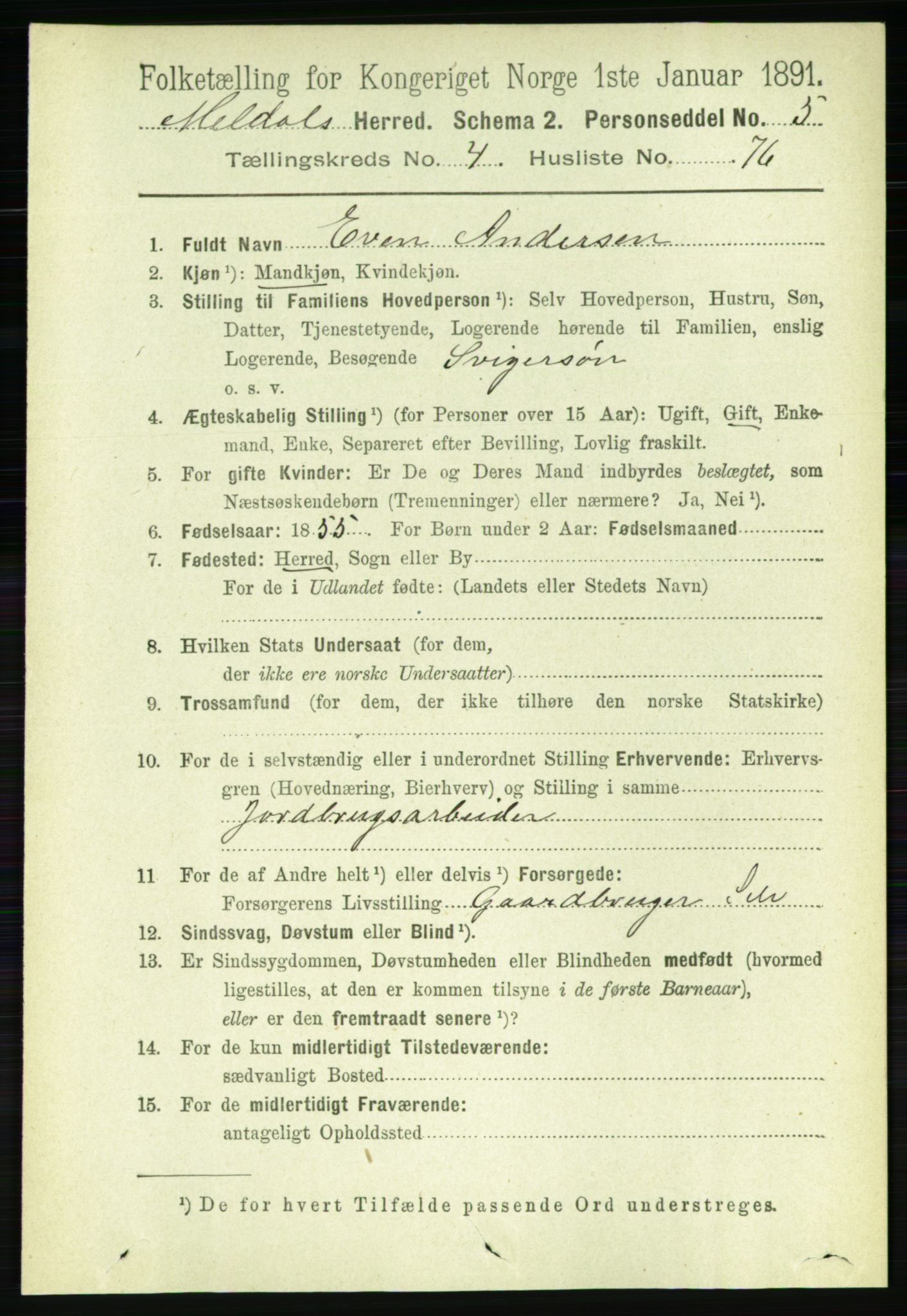 RA, 1891 census for 1636 Meldal, 1891, p. 2456