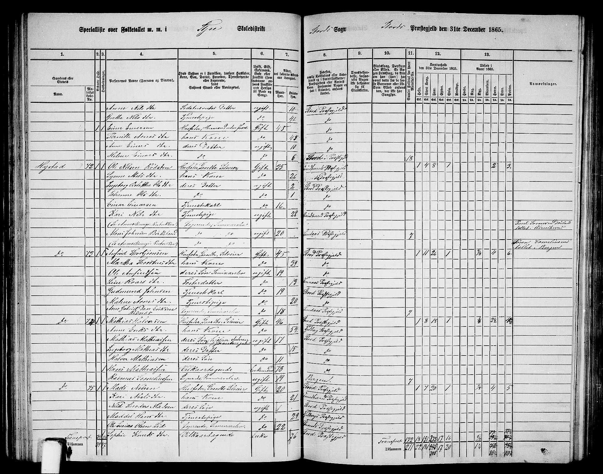 RA, 1865 census for Stord, 1865, p. 45