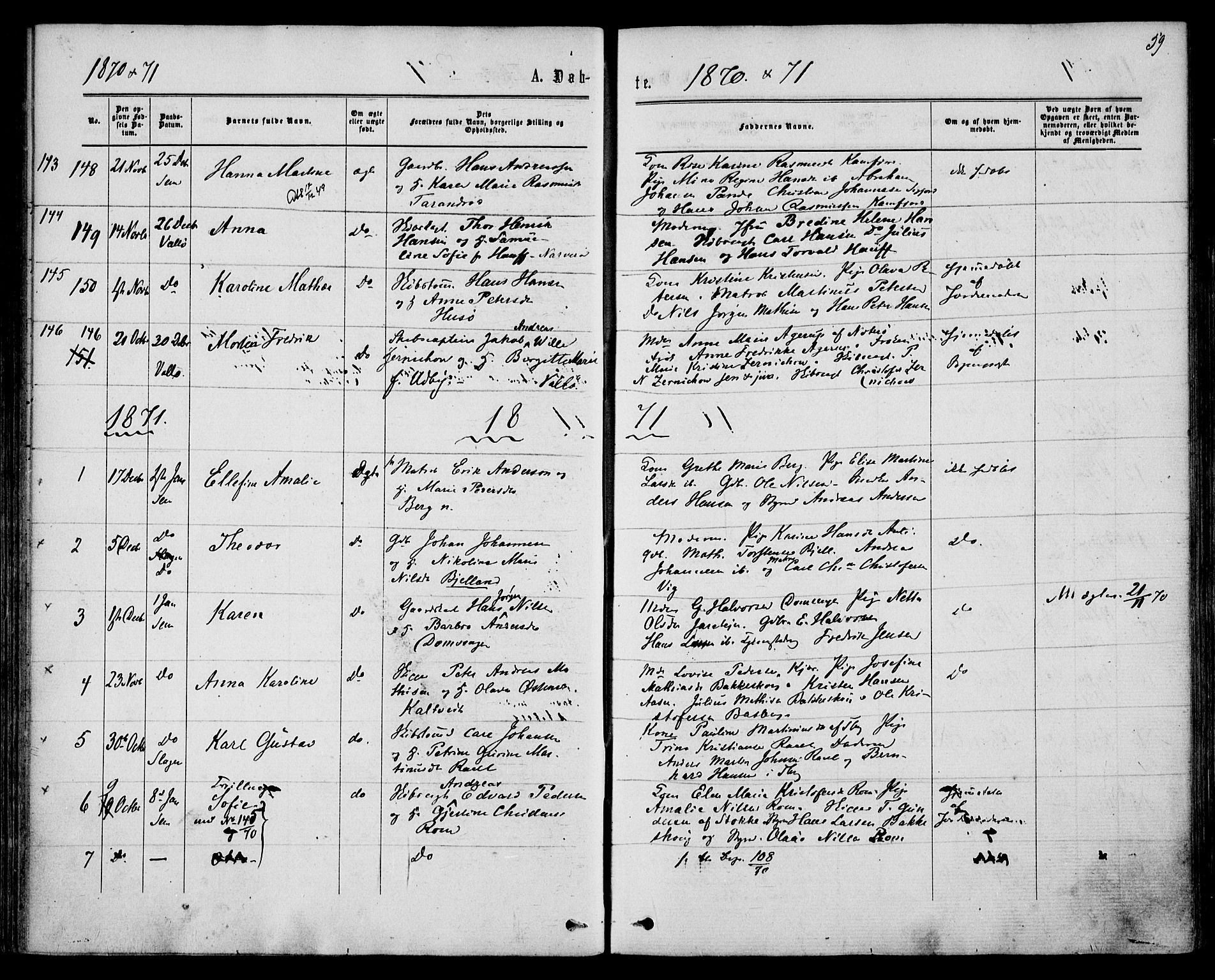 Sem kirkebøker, AV/SAKO-A-5/F/Fa/L0008: Parish register (official) no. I 8, 1866-1873, p. 59