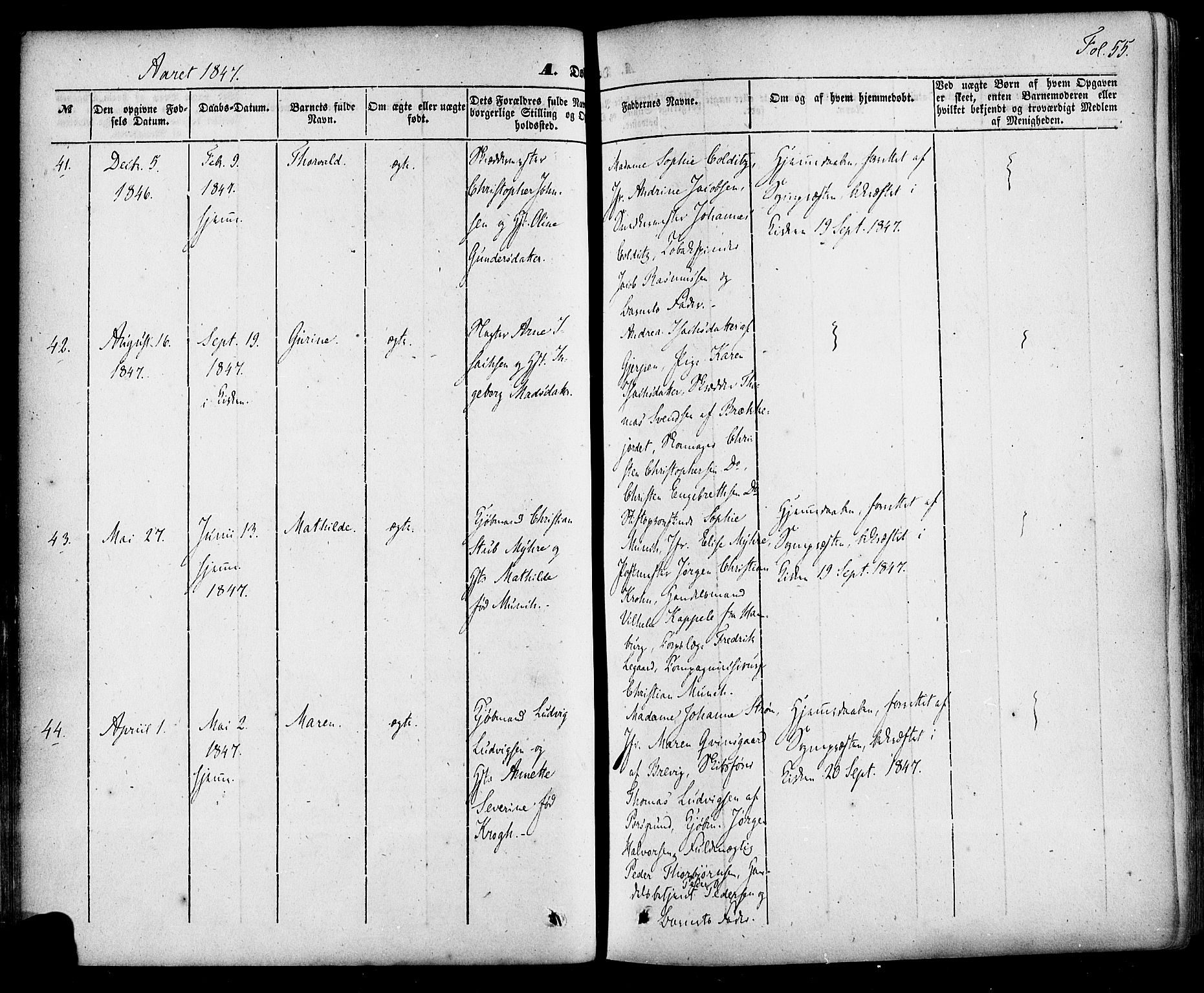 Skien kirkebøker, AV/SAKO-A-302/F/Fa/L0006a: Parish register (official) no. 6A, 1843-1856, p. 55