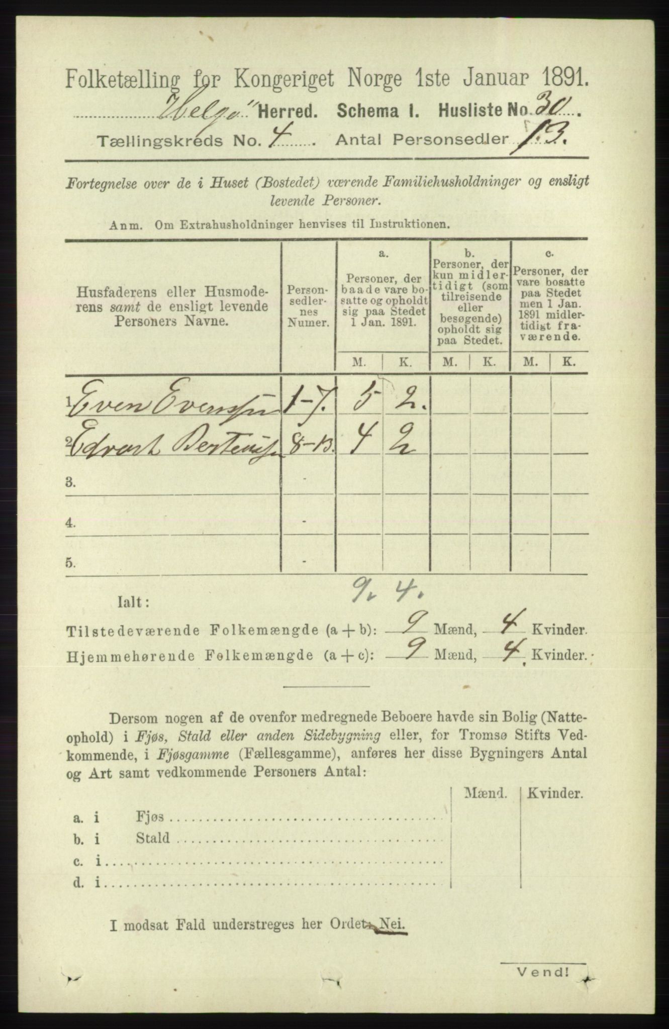 RA, 1891 census for 1935 Helgøy, 1891, p. 1006