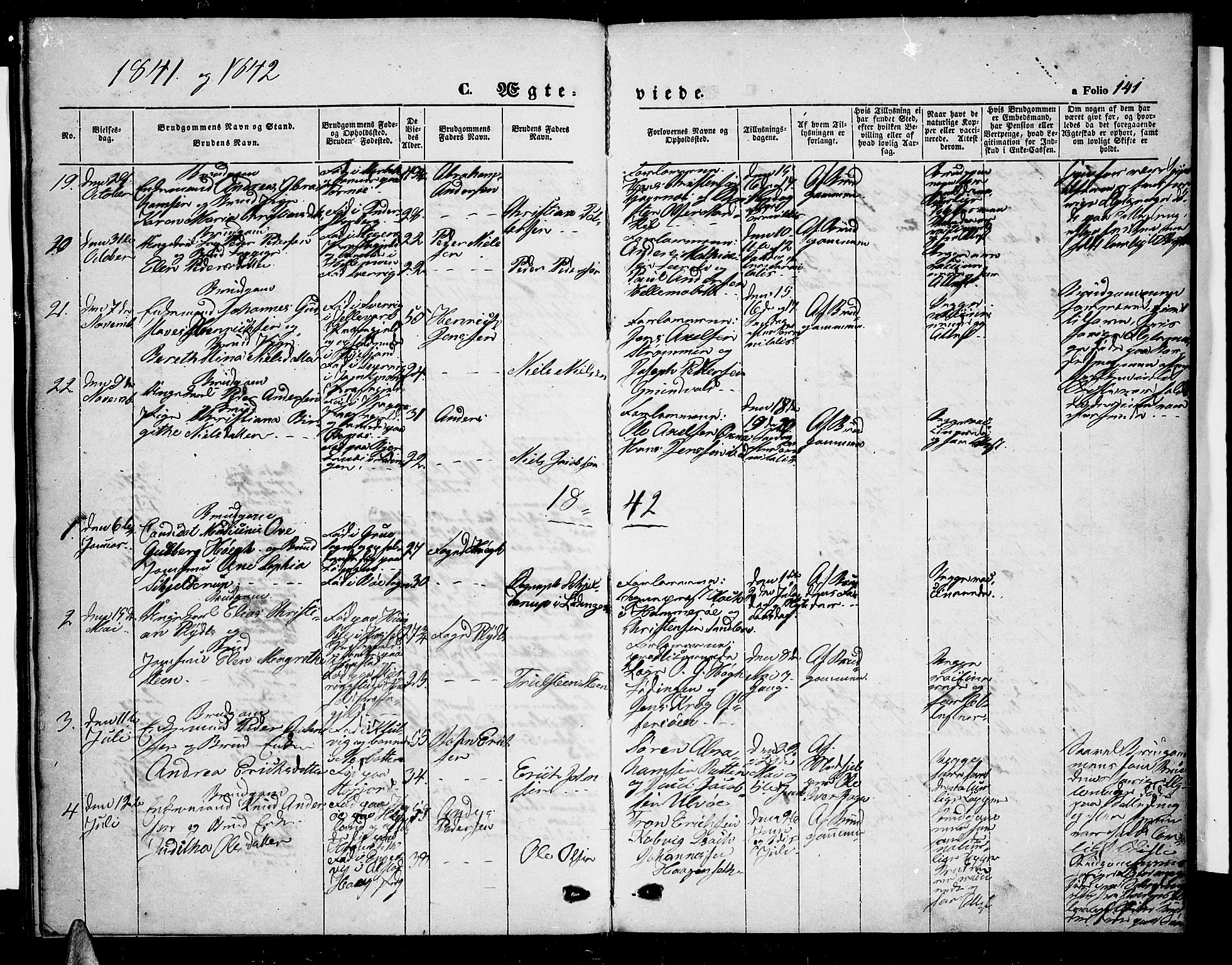 Ministerialprotokoller, klokkerbøker og fødselsregistre - Nordland, AV/SAT-A-1459/872/L1045: Parish register (copy) no. 872C01, 1840-1851, p. 141