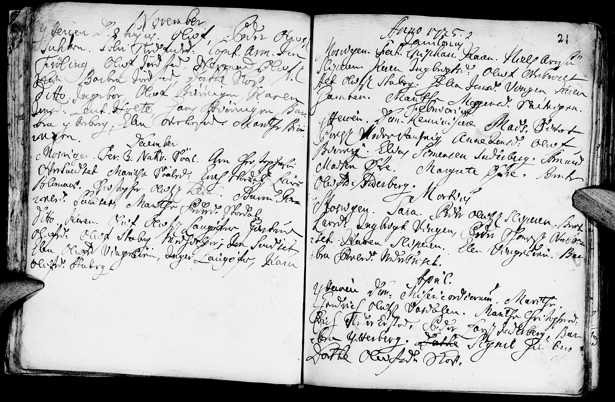 Ministerialprotokoller, klokkerbøker og fødselsregistre - Nord-Trøndelag, SAT/A-1458/722/L0215: Parish register (official) no. 722A02, 1718-1755, p. 21