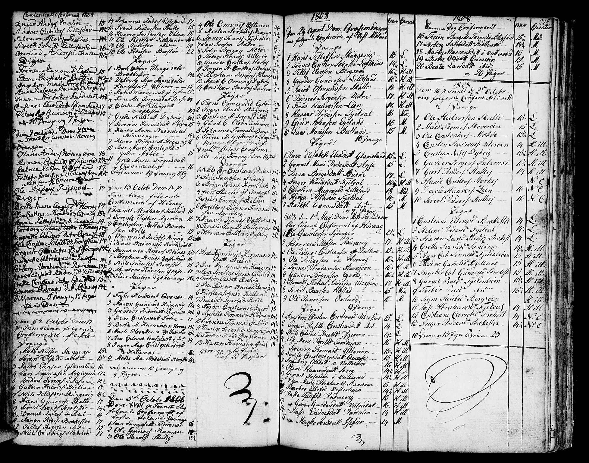 Vestre Moland sokneprestkontor, SAK/1111-0046/F/Fa/Fab/L0002: Parish register (official) no. A 2, 1760-1816, p. 224