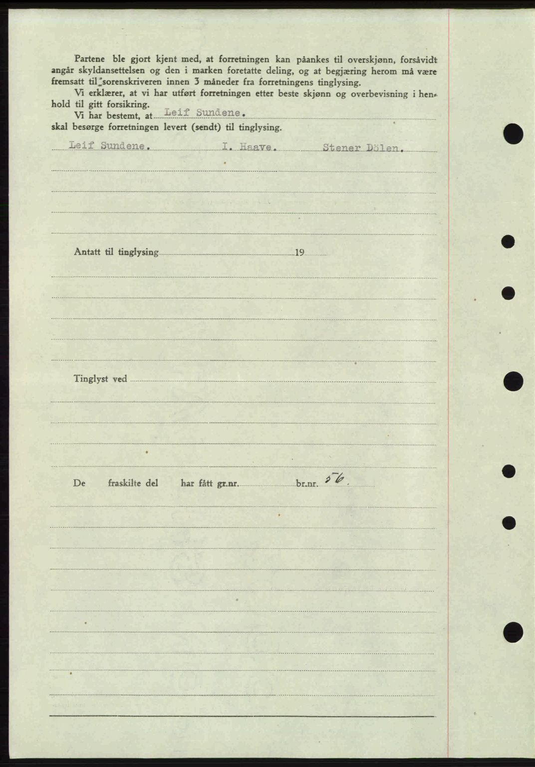 Tønsberg sorenskriveri, SAKO/A-130/G/Ga/Gaa/L0022: Mortgage book no. A22, 1947-1947, Diary no: : 1918/1947