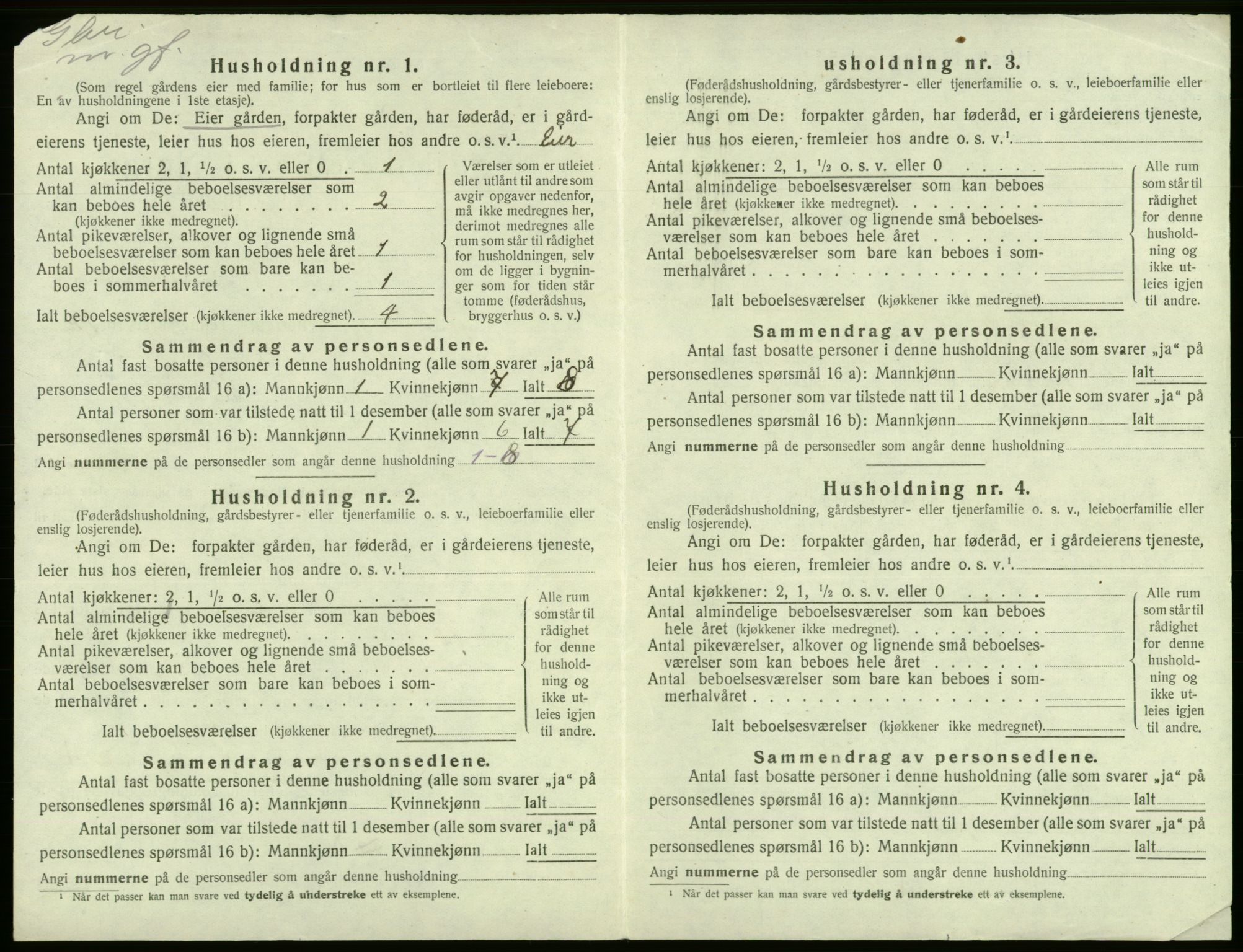 SAB, 1920 census for Tysnes, 1920, p. 1599