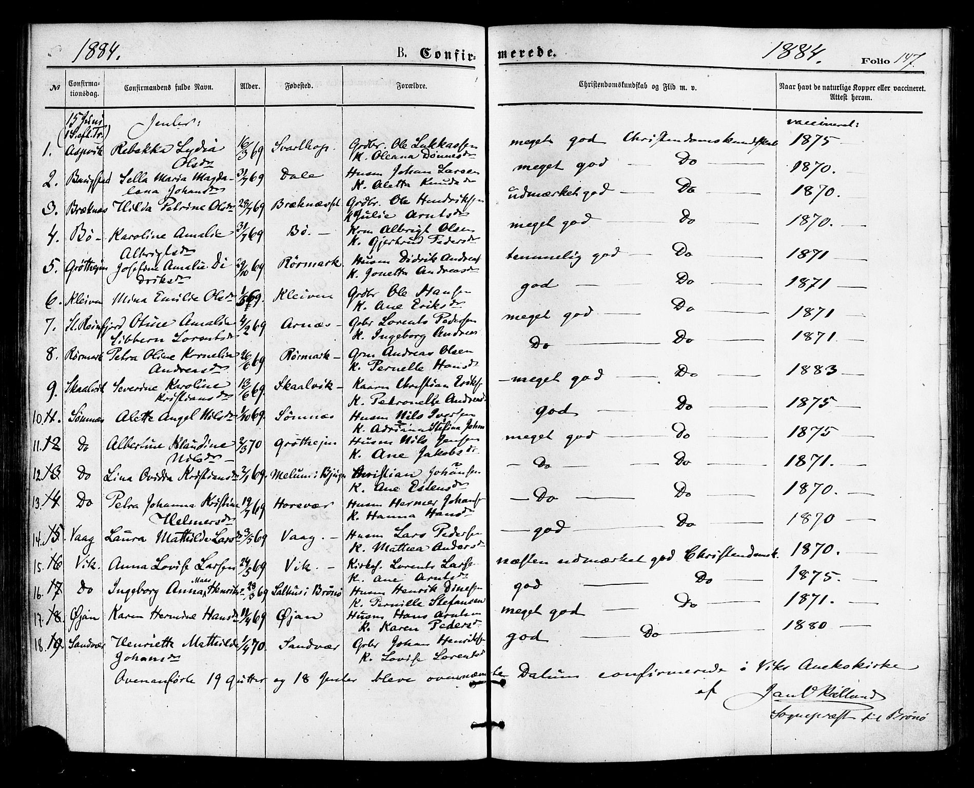 Ministerialprotokoller, klokkerbøker og fødselsregistre - Nordland, AV/SAT-A-1459/812/L0177: Parish register (official) no. 812A06, 1875-1885, p. 147