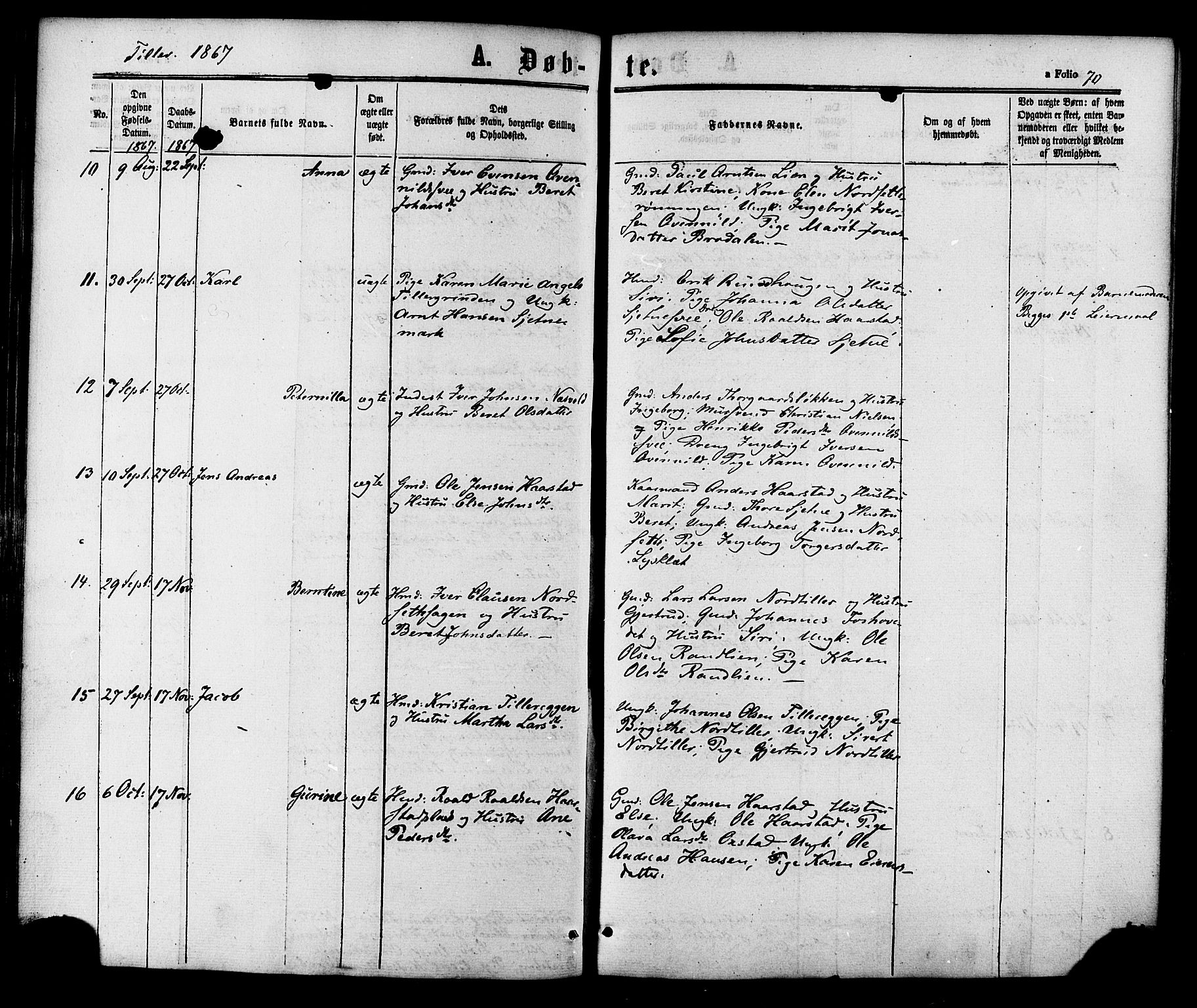 Ministerialprotokoller, klokkerbøker og fødselsregistre - Sør-Trøndelag, SAT/A-1456/618/L0443: Parish register (official) no. 618A06 /2, 1863-1879, p. 70
