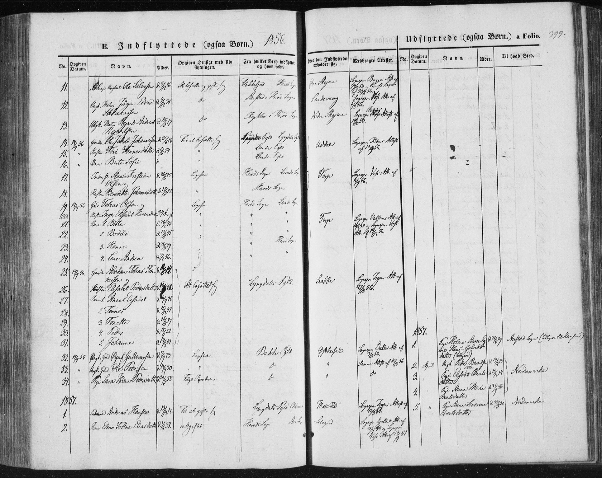 Lista sokneprestkontor, SAK/1111-0027/F/Fa/L0010: Parish register (official) no. A 10, 1846-1861, p. 399