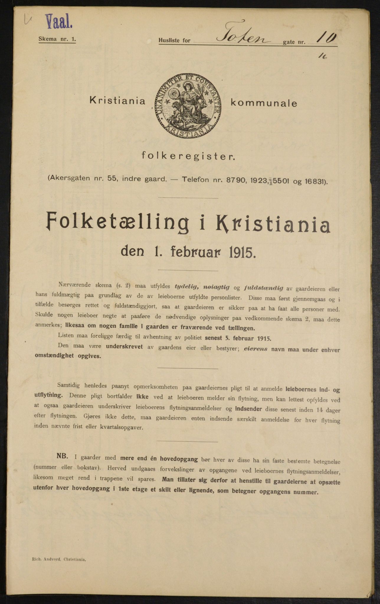 OBA, Municipal Census 1915 for Kristiania, 1915, p. 115767