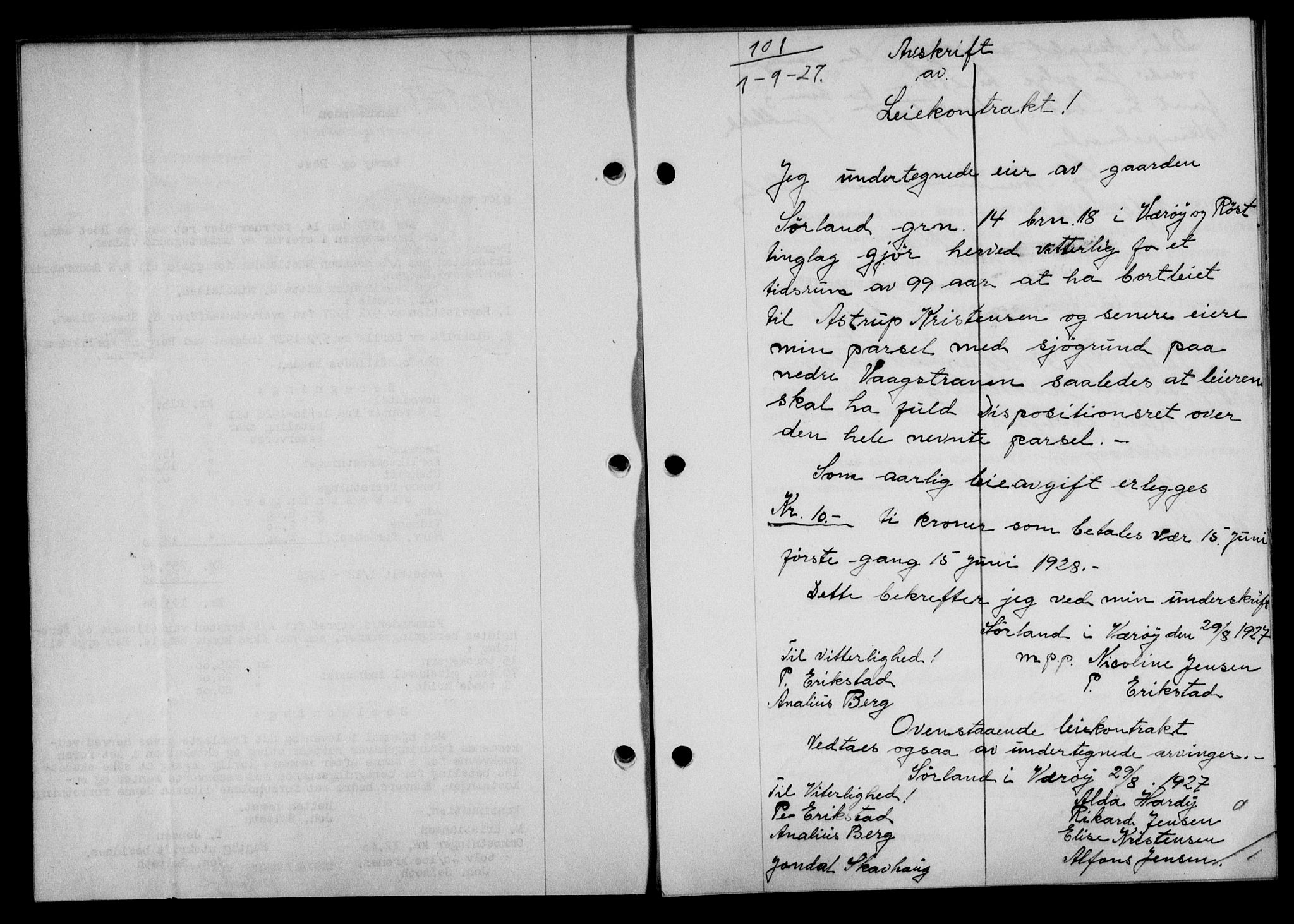 Lofoten sorenskriveri, AV/SAT-A-0017/1/2/2C/L0016b: Mortgage book no. 16b, 1927-1927, Deed date: 01.09.1927