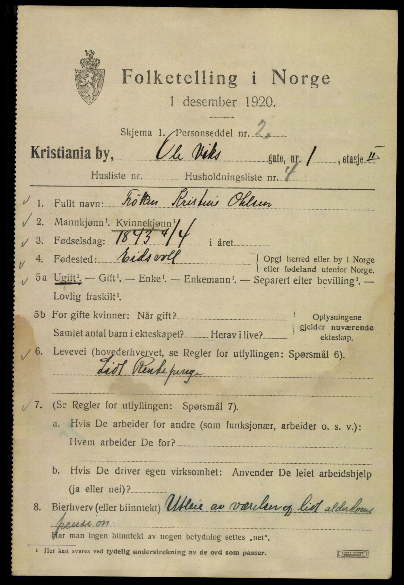 SAO, 1920 census for Kristiania, 1920, p. 432947