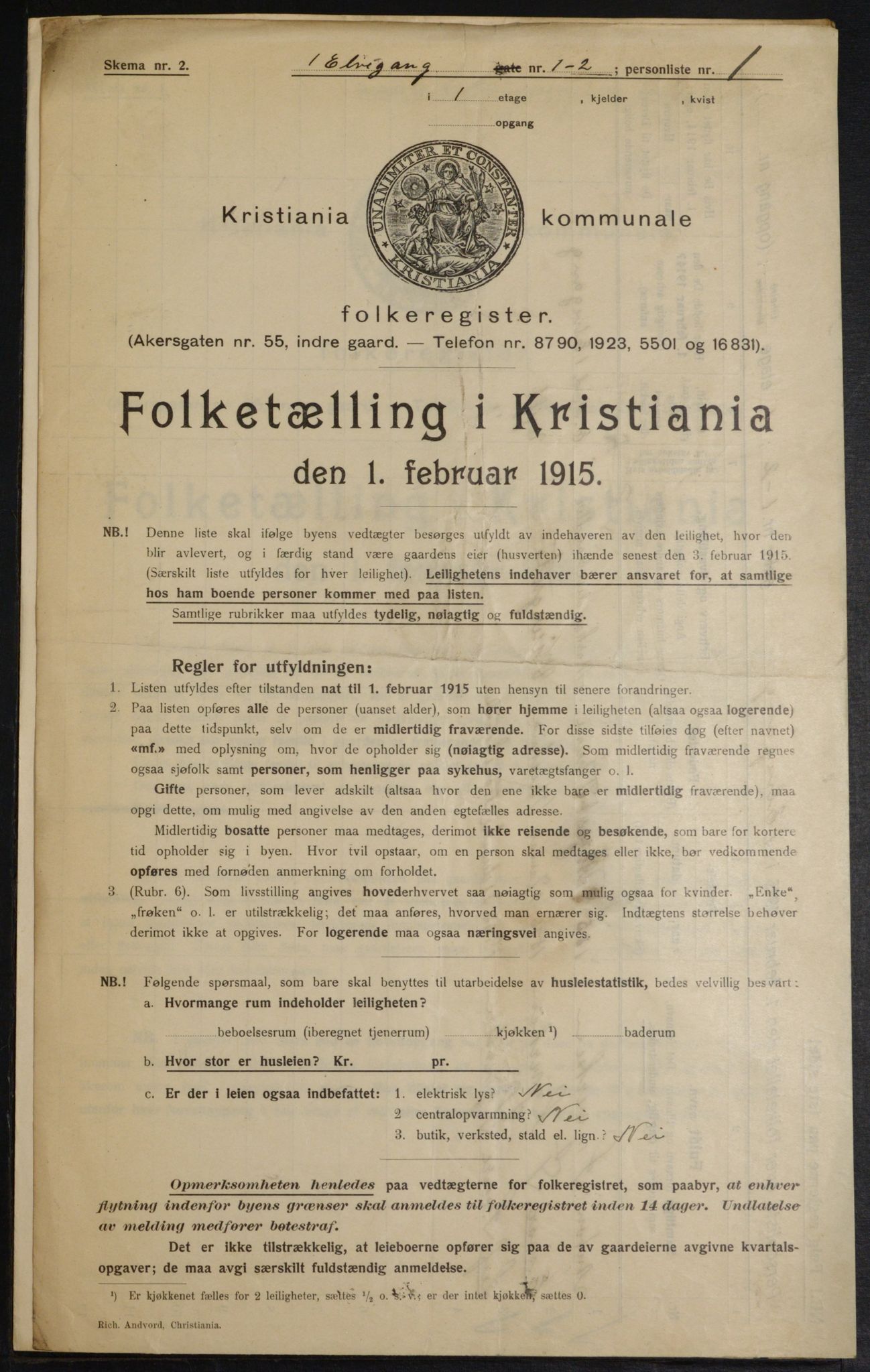 OBA, Municipal Census 1915 for Kristiania, 1915, p. 20445