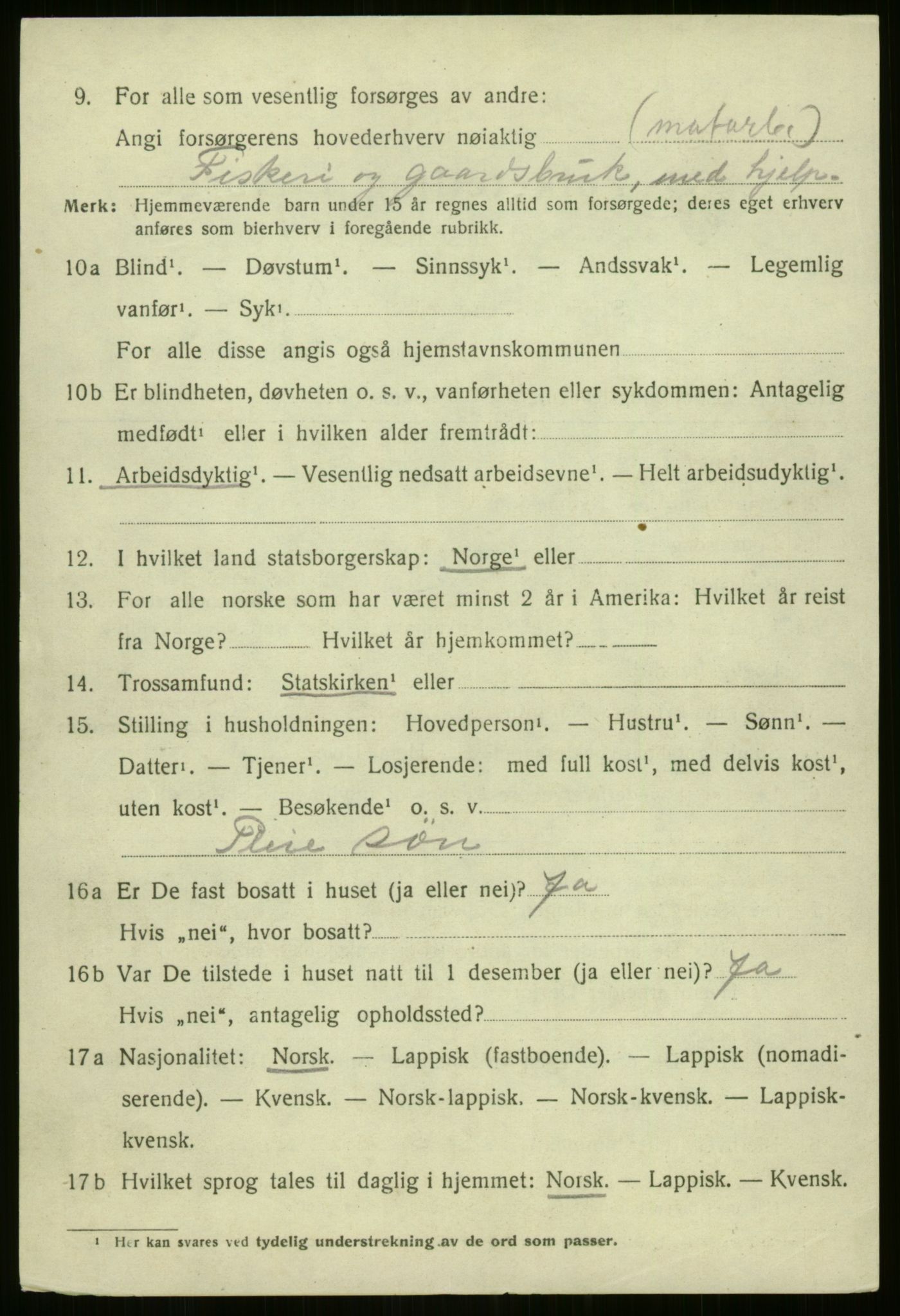 SATØ, 1920 census for Kvænangen, 1920, p. 3629