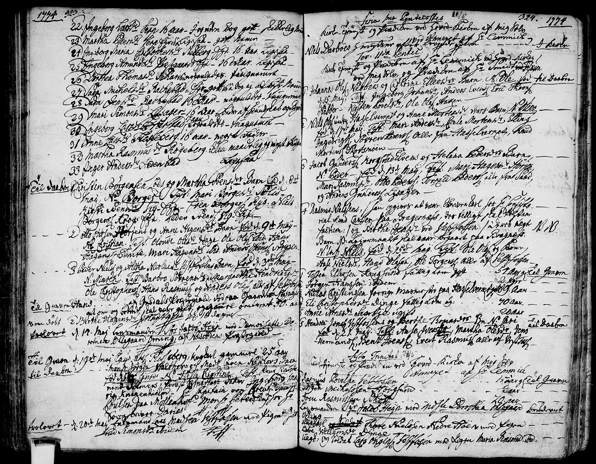 Eiker kirkebøker, SAKO/A-4/F/Fa/L0008: Parish register (official) no. I 8, 1764-1788, p. 323-324
