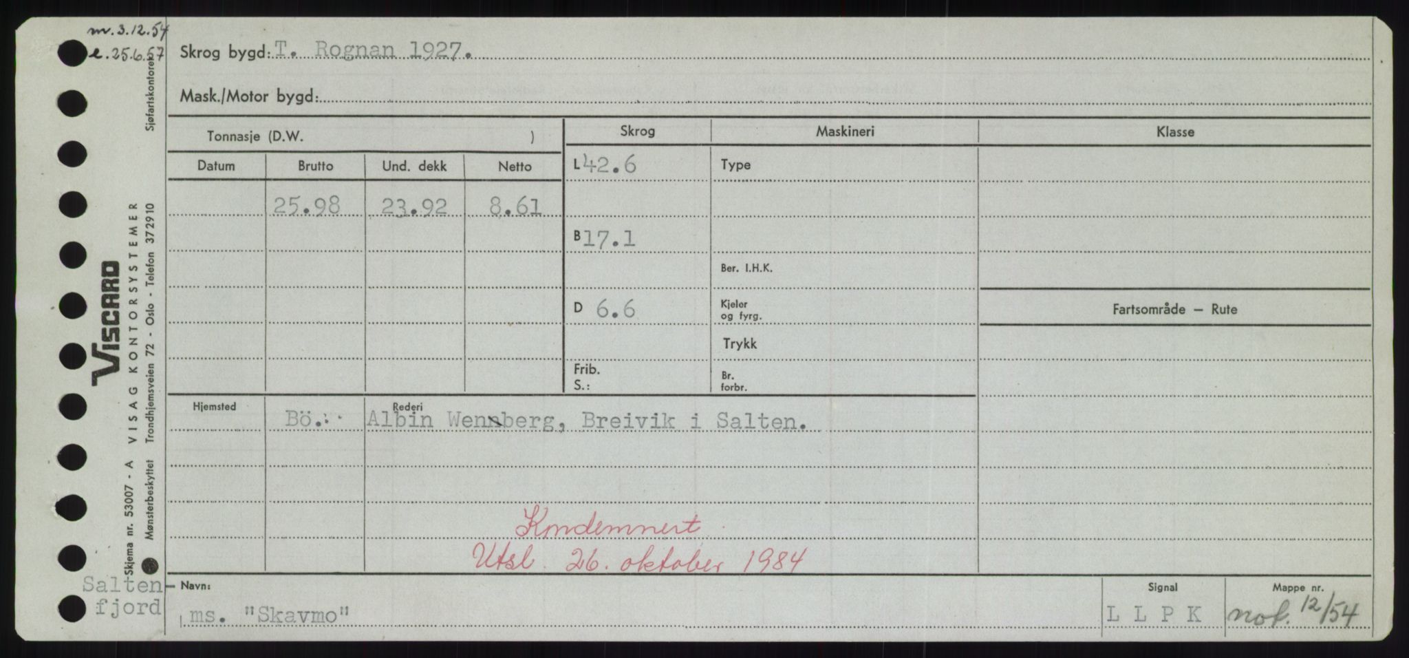 Sjøfartsdirektoratet med forløpere, Skipsmålingen, RA/S-1627/H/Hd/L0034: Fartøy, Sk-Slå, p. 157