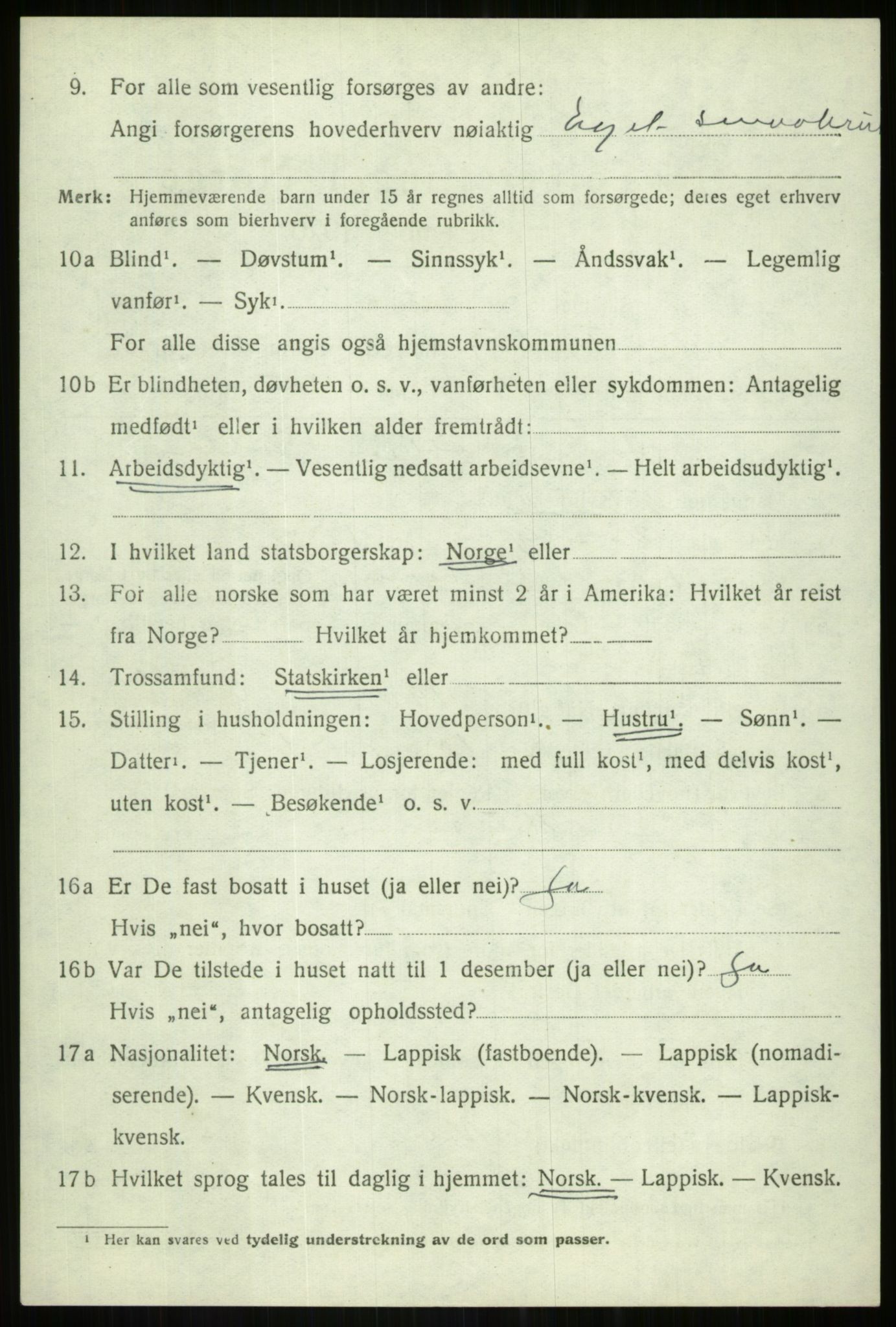 SATØ, 1920 census for Tranøy, 1920, p. 2594