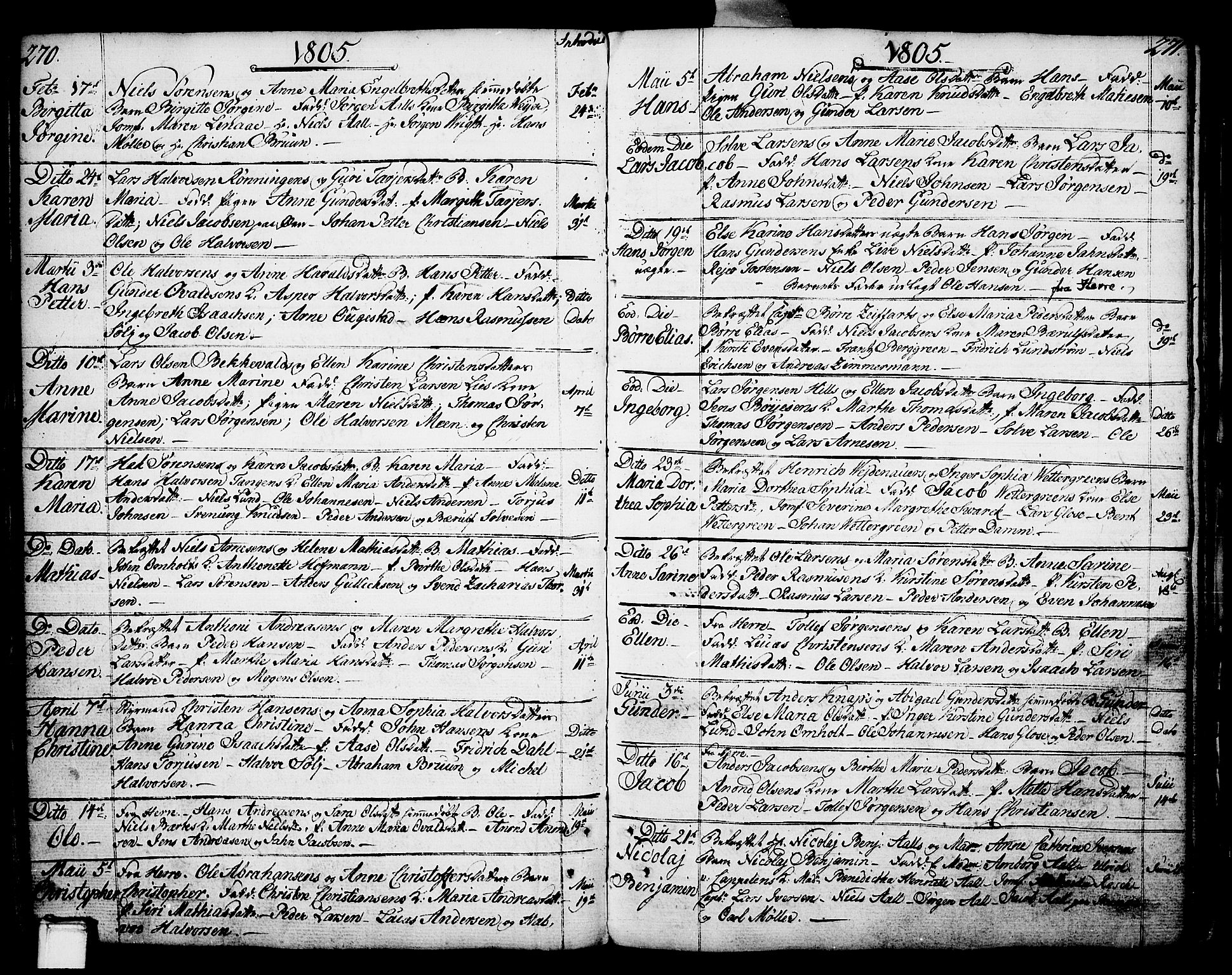 Porsgrunn kirkebøker , SAKO/A-104/F/Fa/L0002: Parish register (official) no. 2, 1764-1814, p. 270-271
