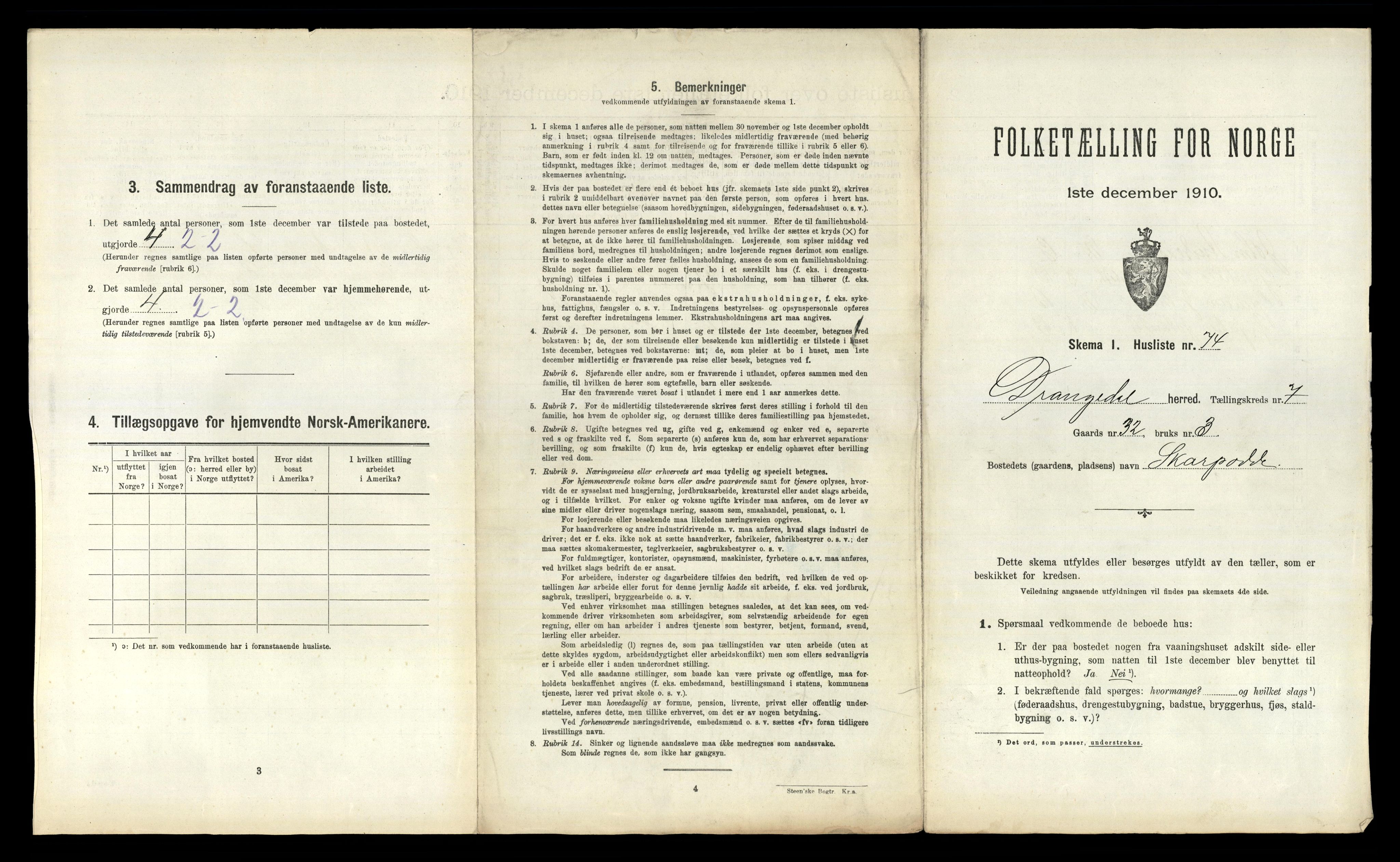 RA, 1910 census for Drangedal, 1910, p. 729